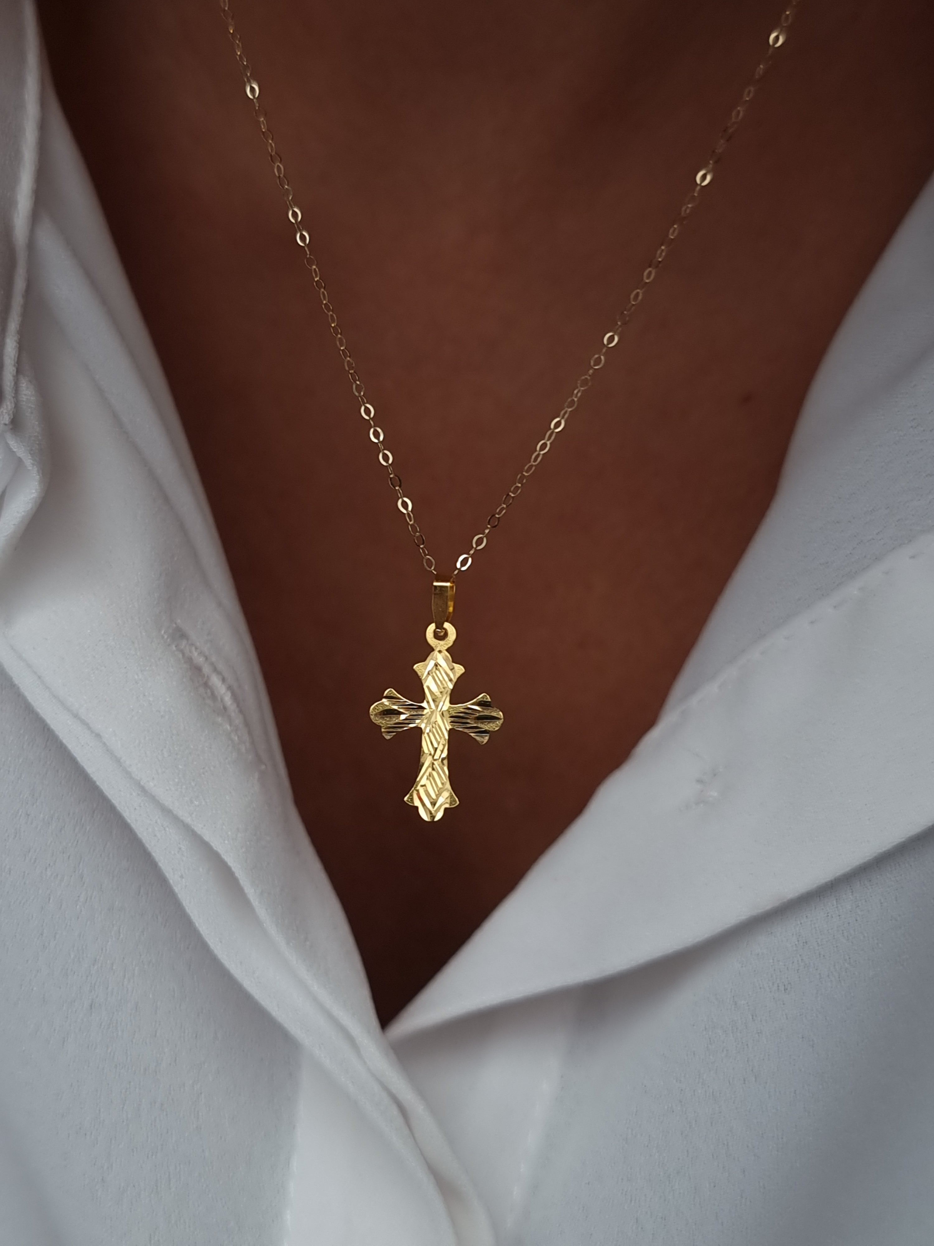 18K Pure Gold Cross Necklace