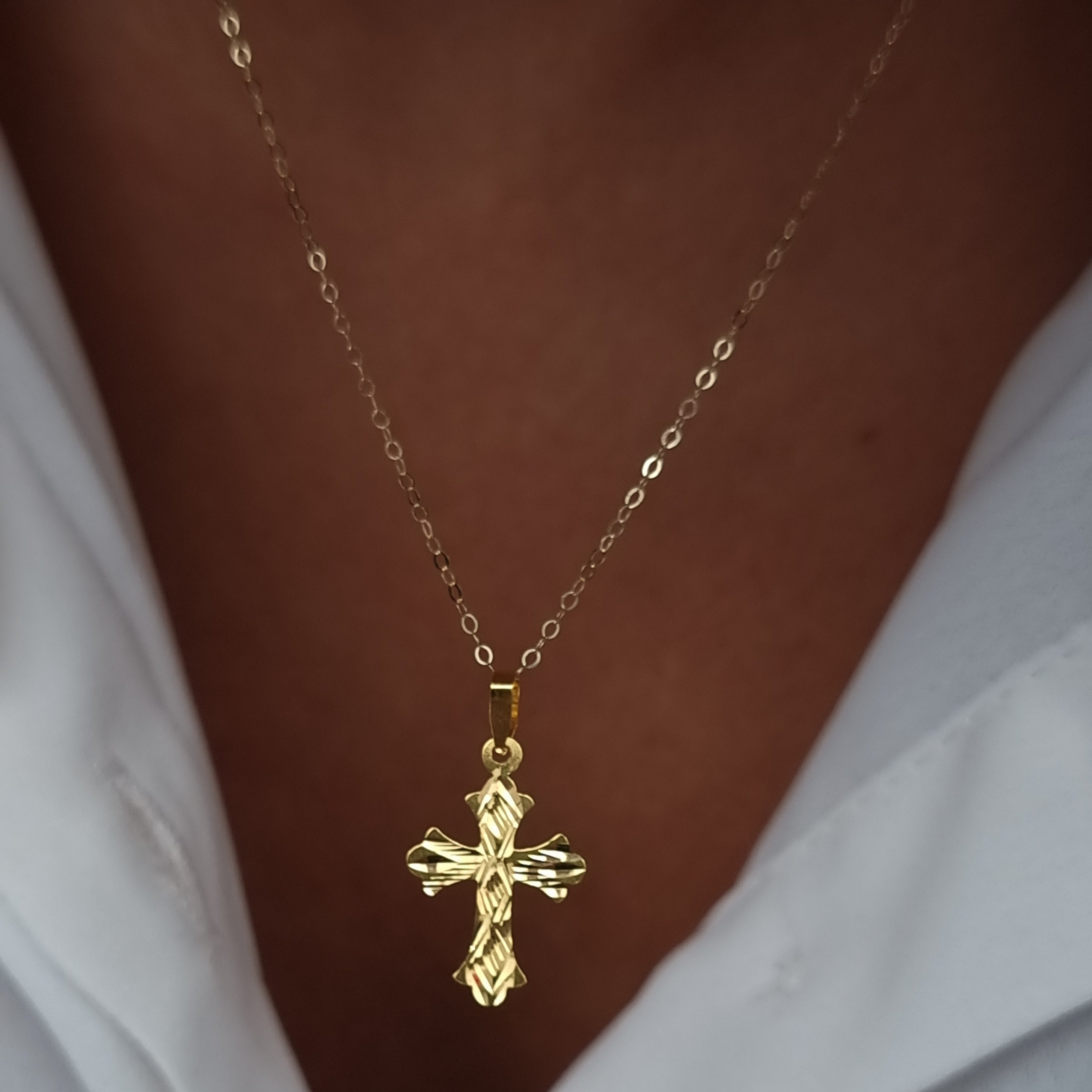 18K Pure Gold Cross Necklace