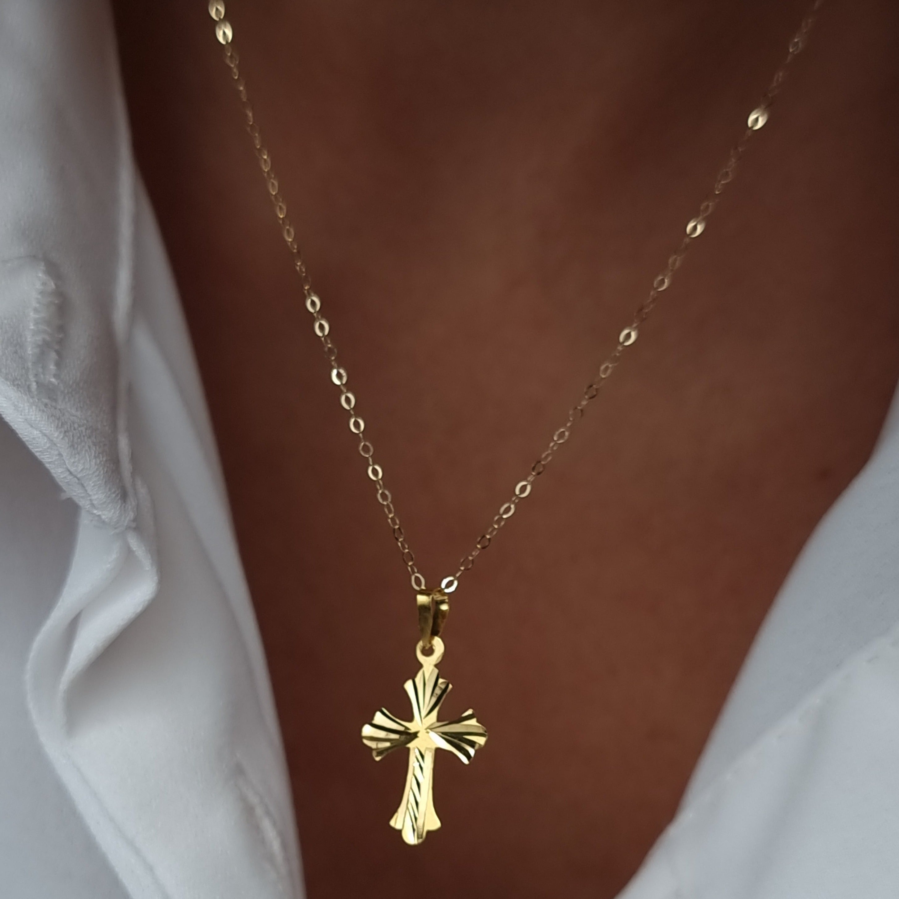 18K Pure Gold Cross Necklace