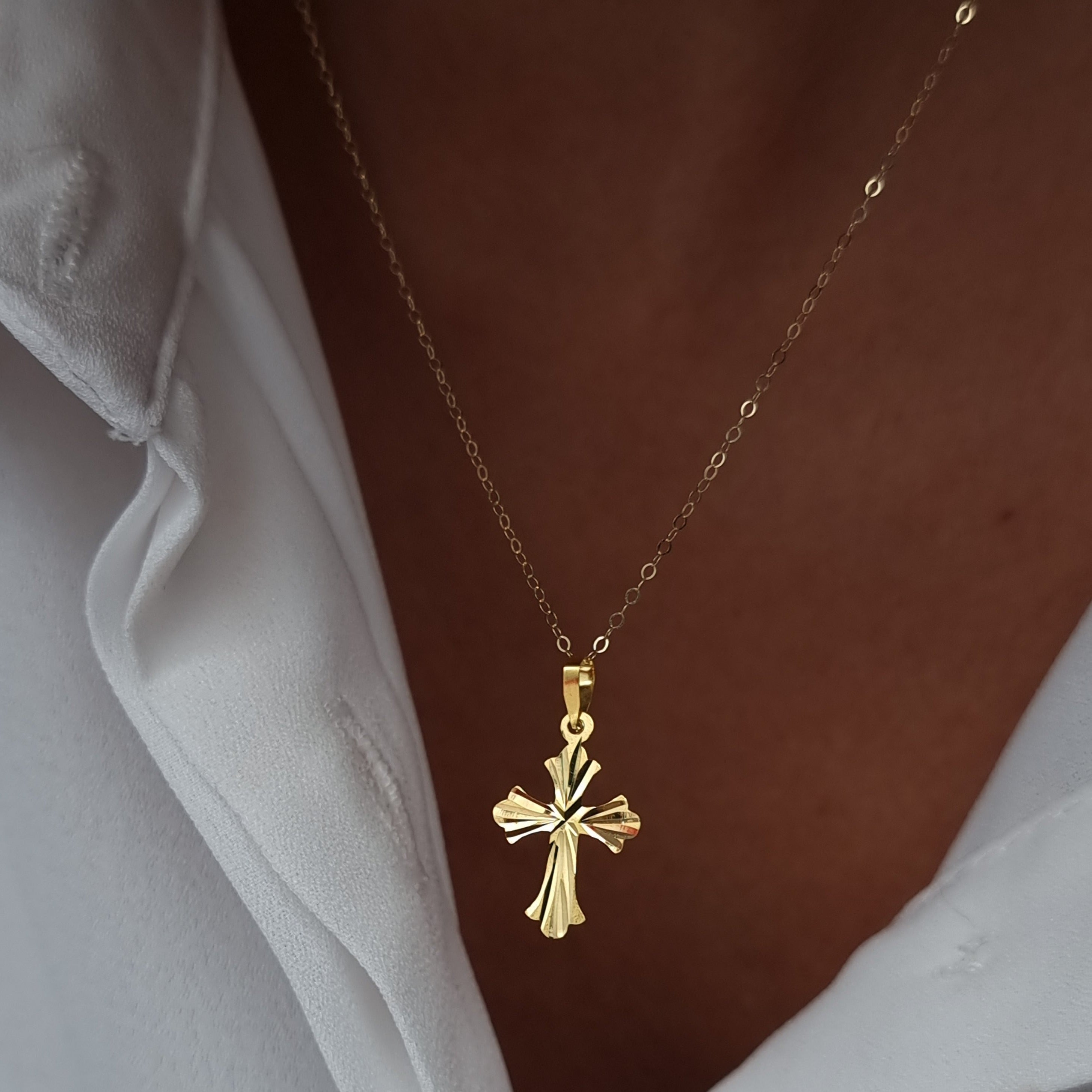 18K Pure Gold Cross Necklace