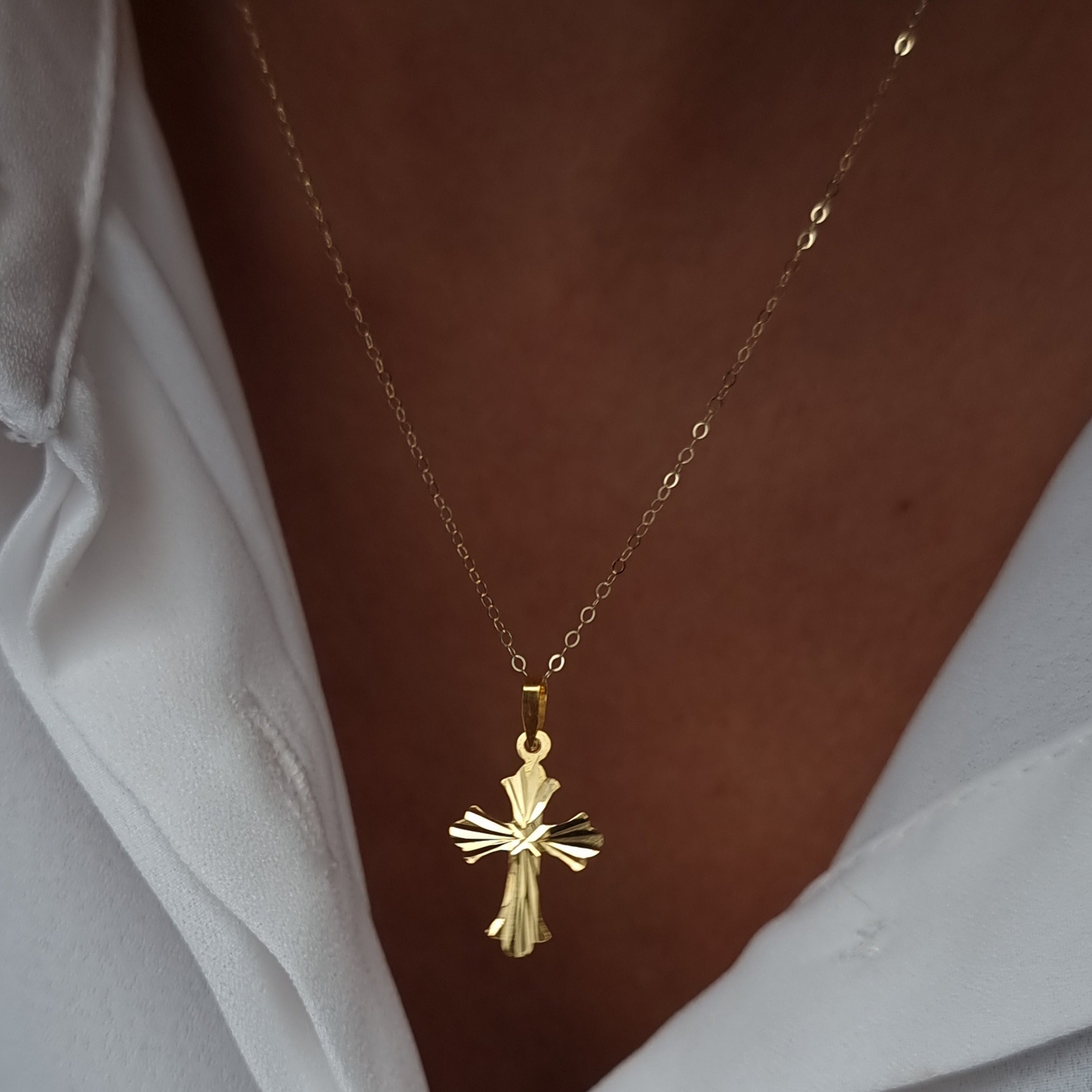 18K Pure Gold Cross Necklace