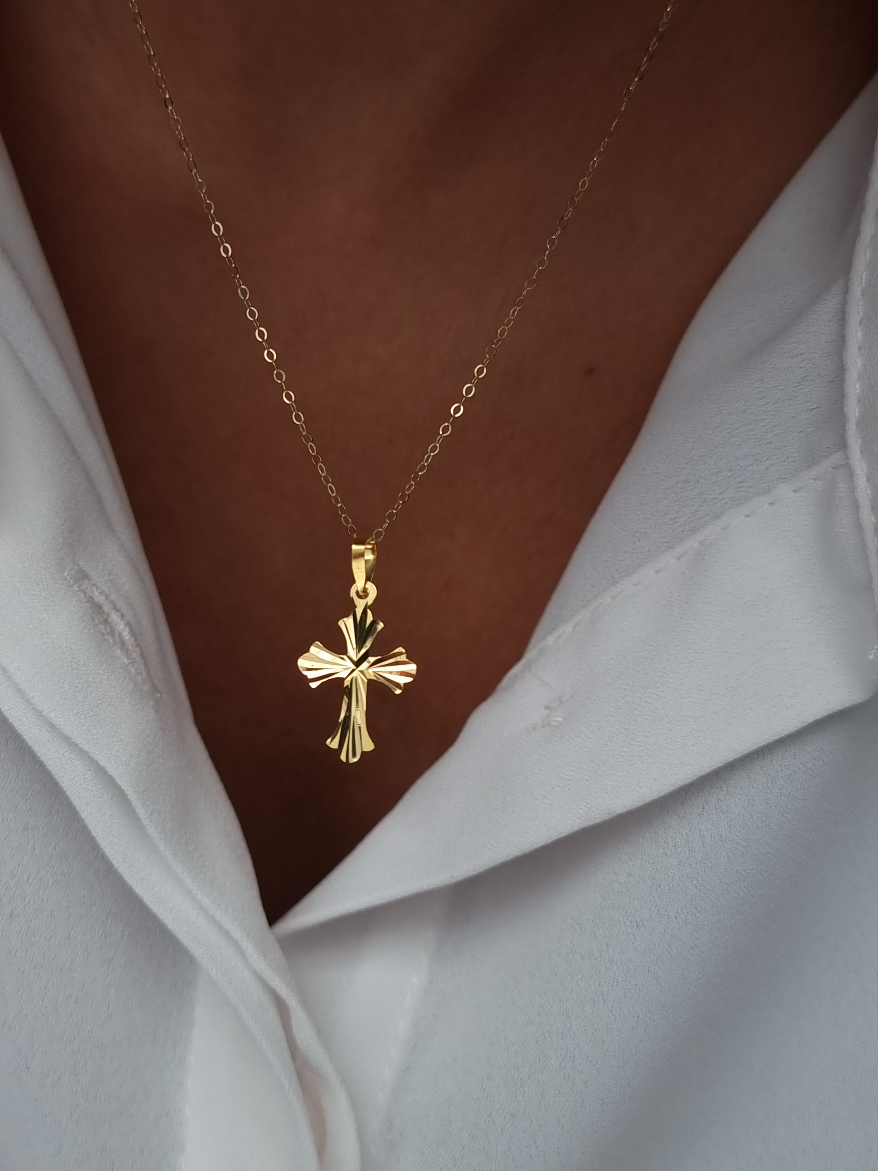 18K Pure Gold Cross Necklace