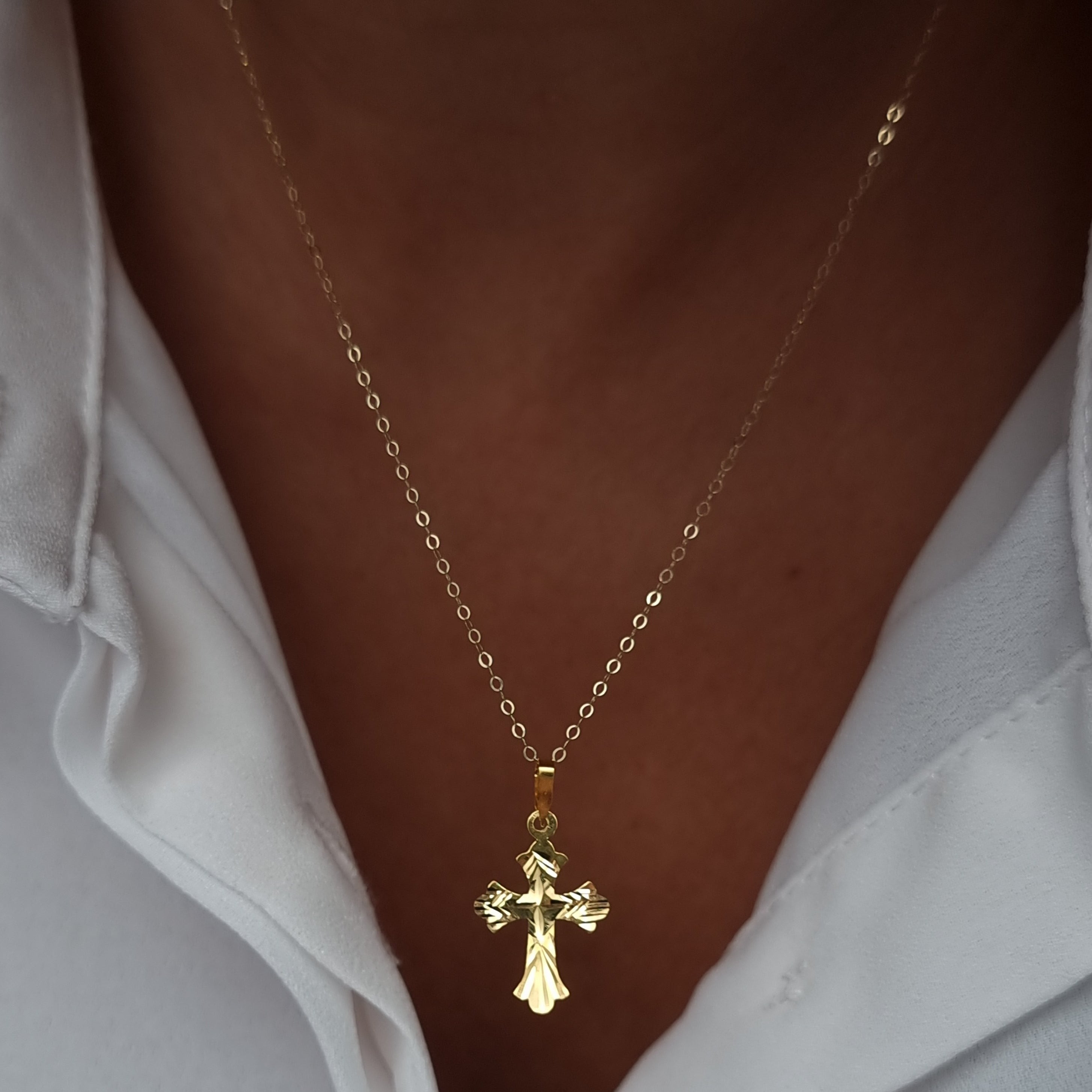 18K Pure Gold Cross Necklace