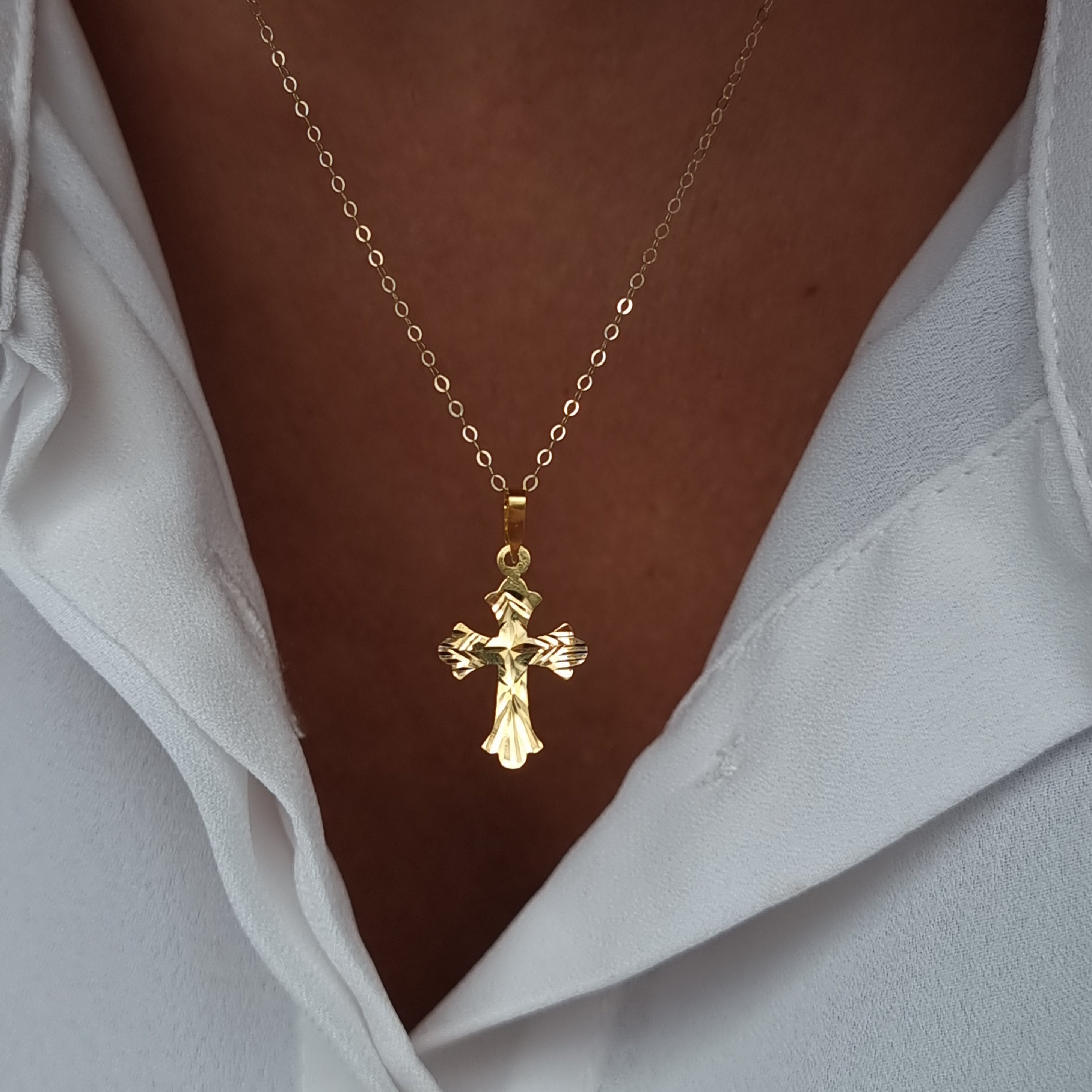 18K Pure Gold Cross Necklace