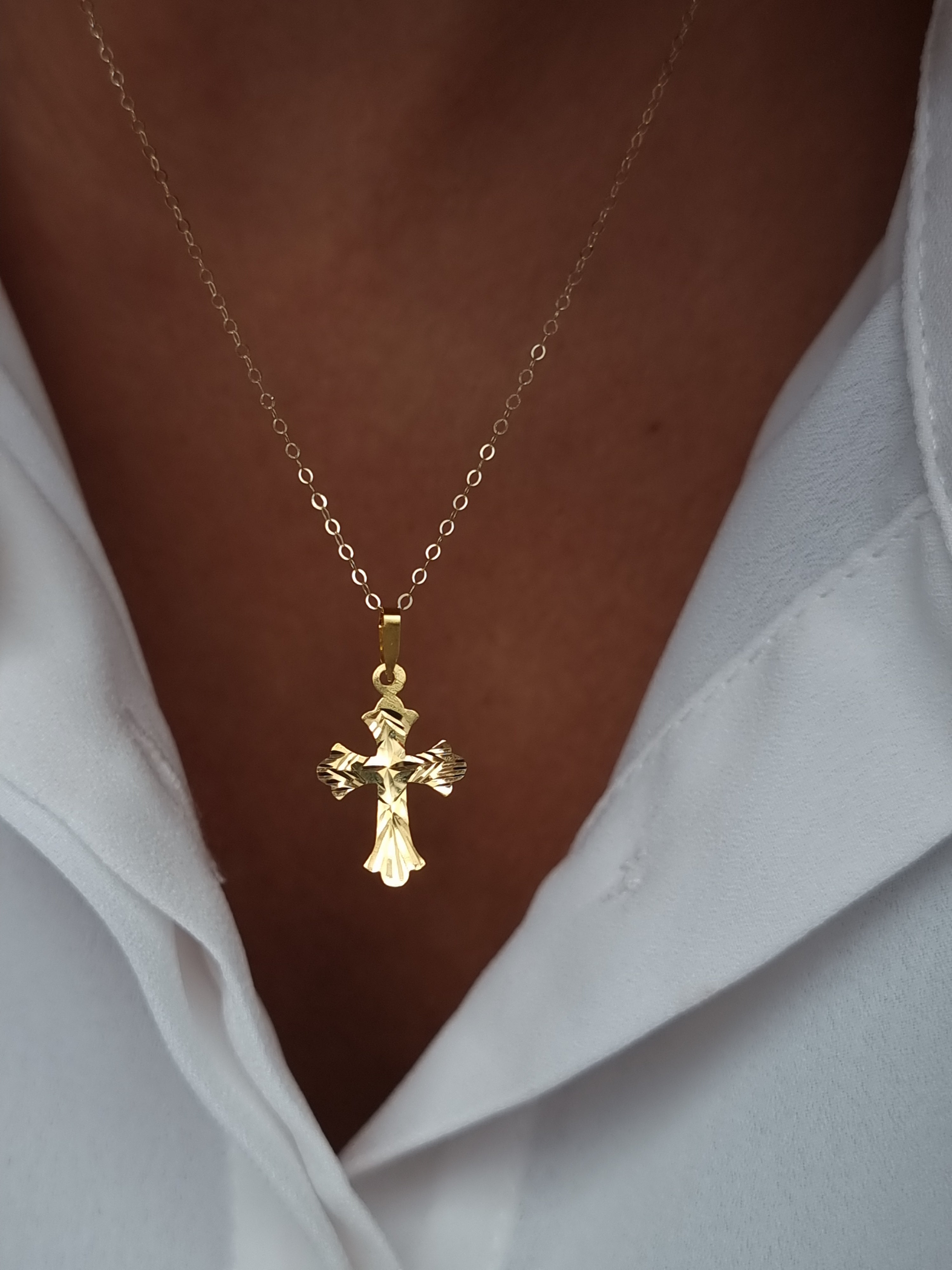 18K Pure Gold Cross Necklace