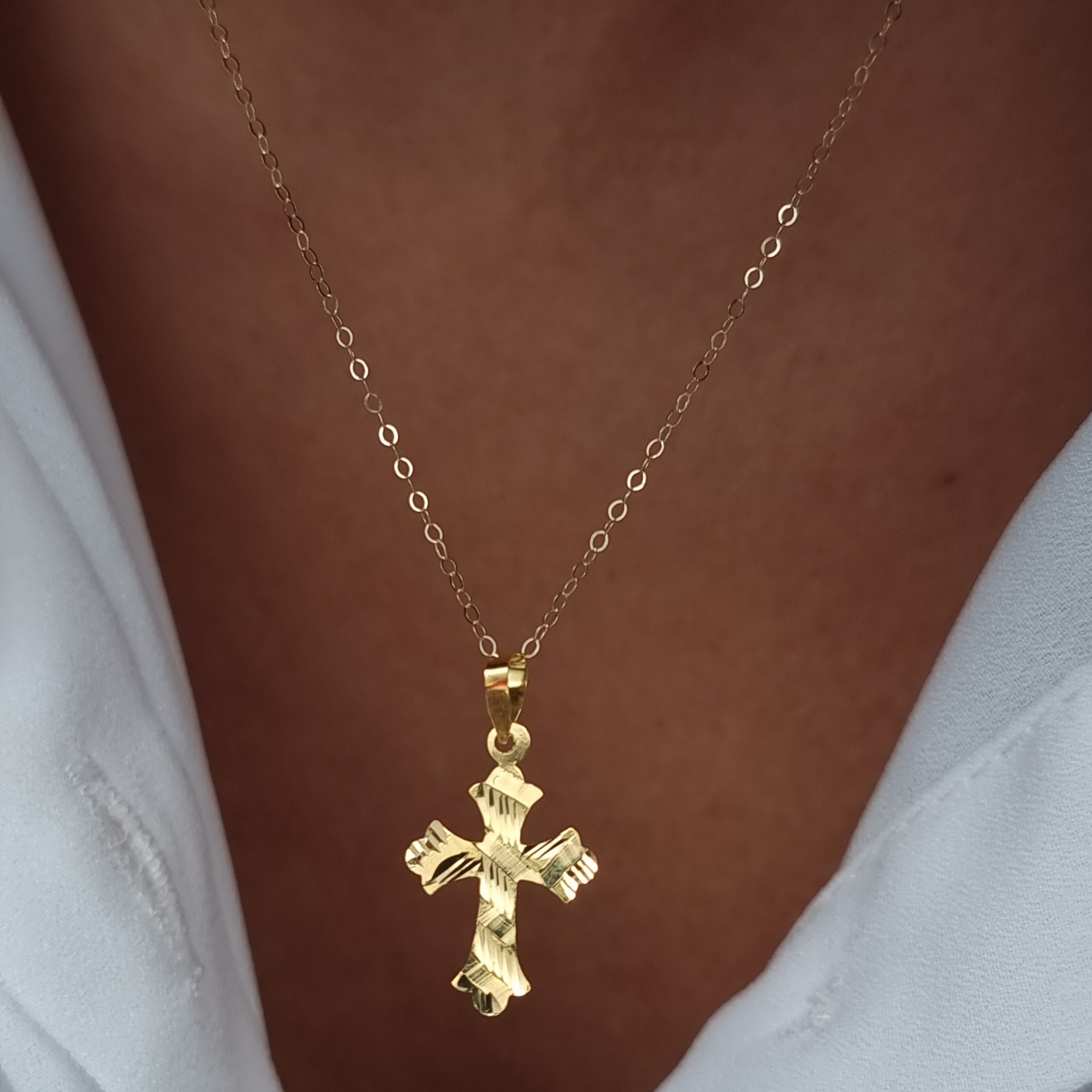 18K Pure Gold Cross Necklace