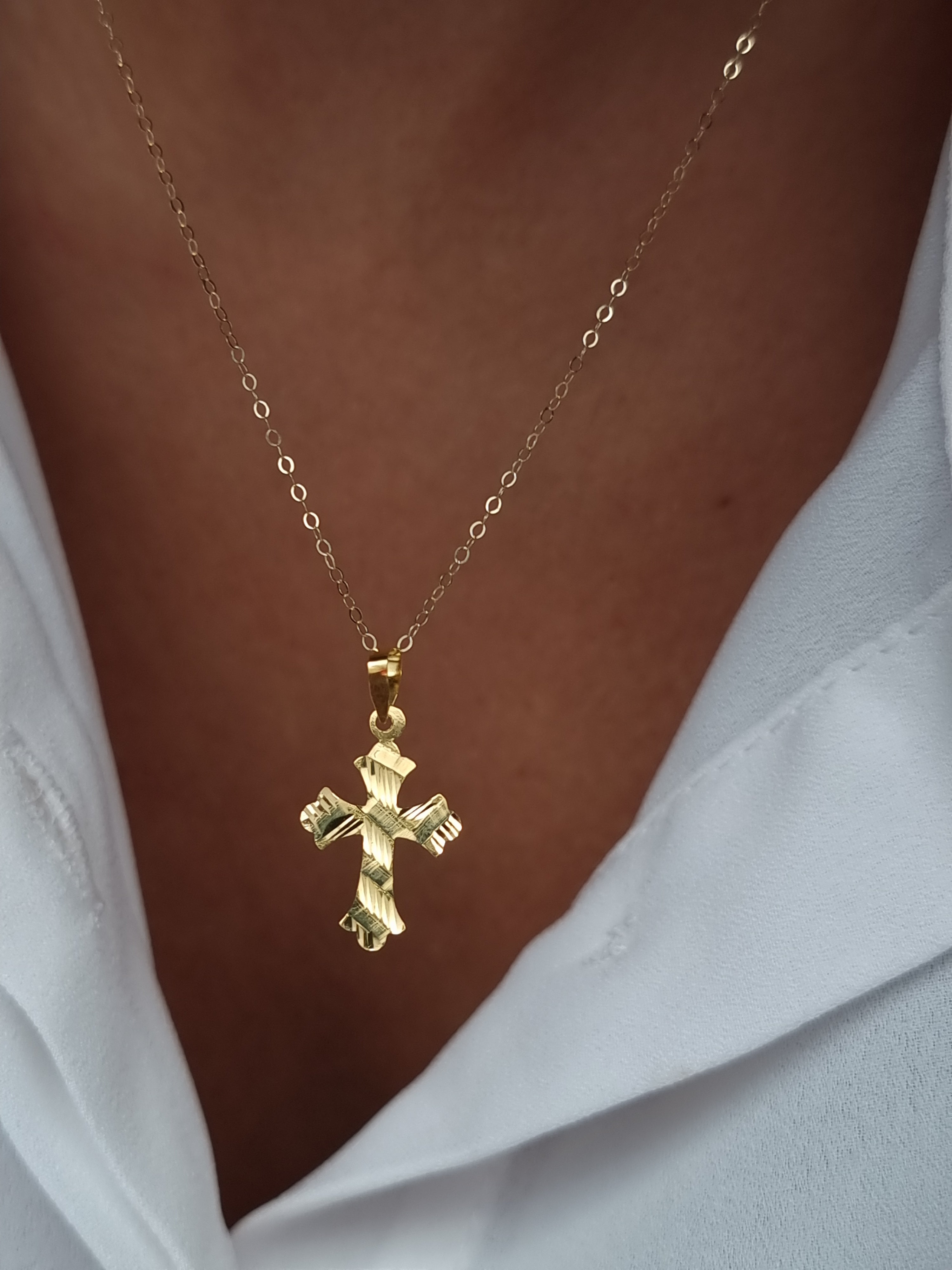 18K Pure Gold Cross Necklace