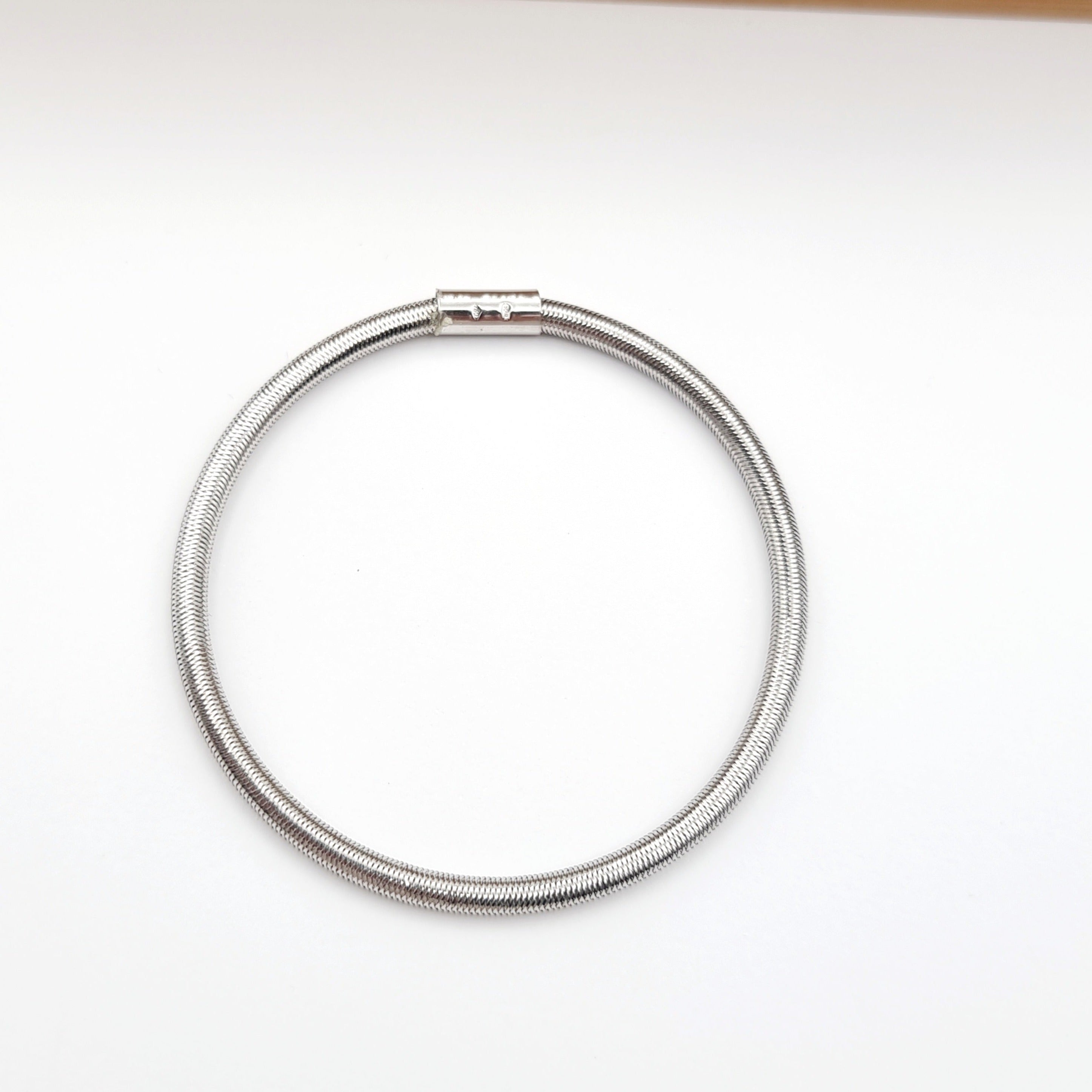 18K Pure Gold Elastic White Gold Bangle