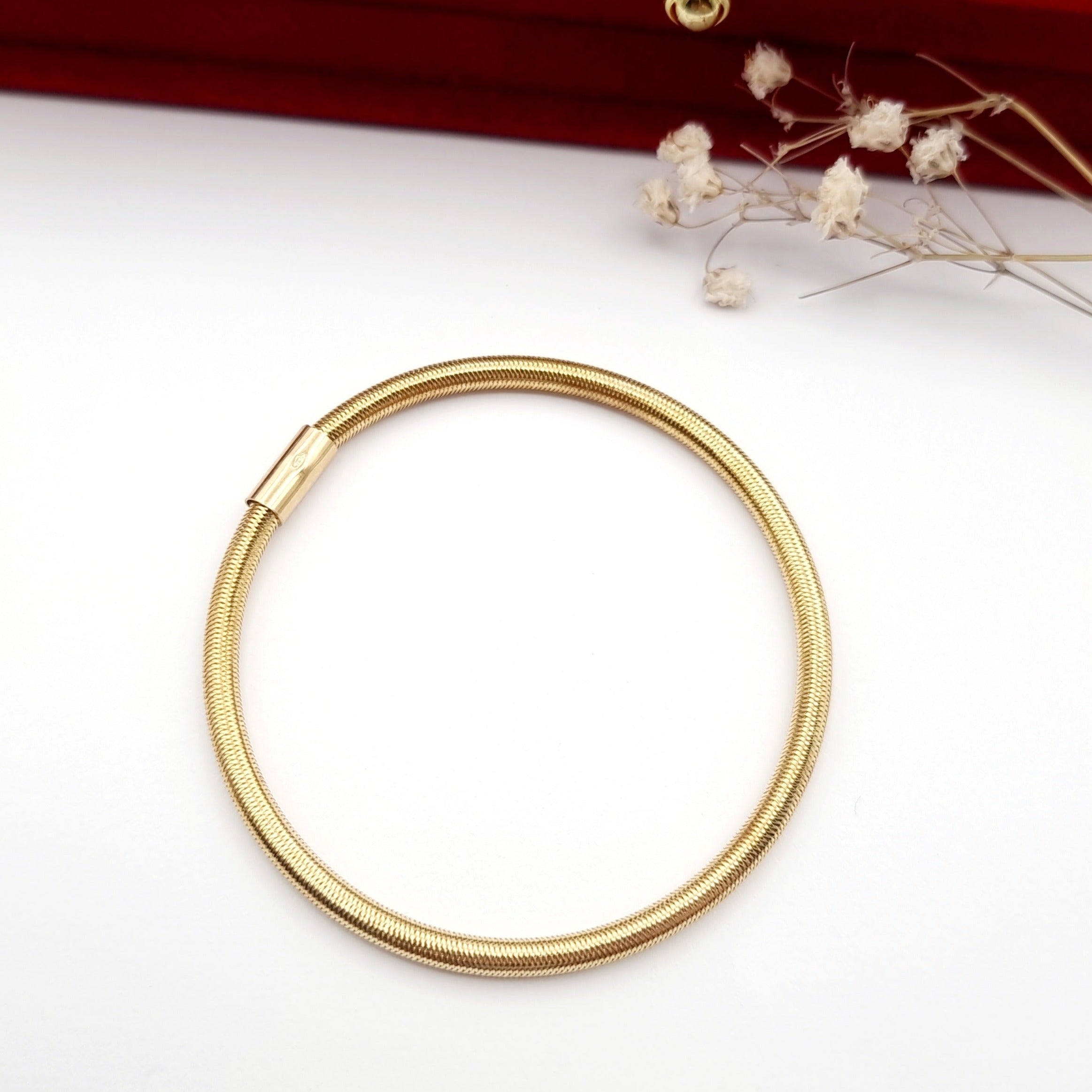 18K Pure Gold Elastic Bangle