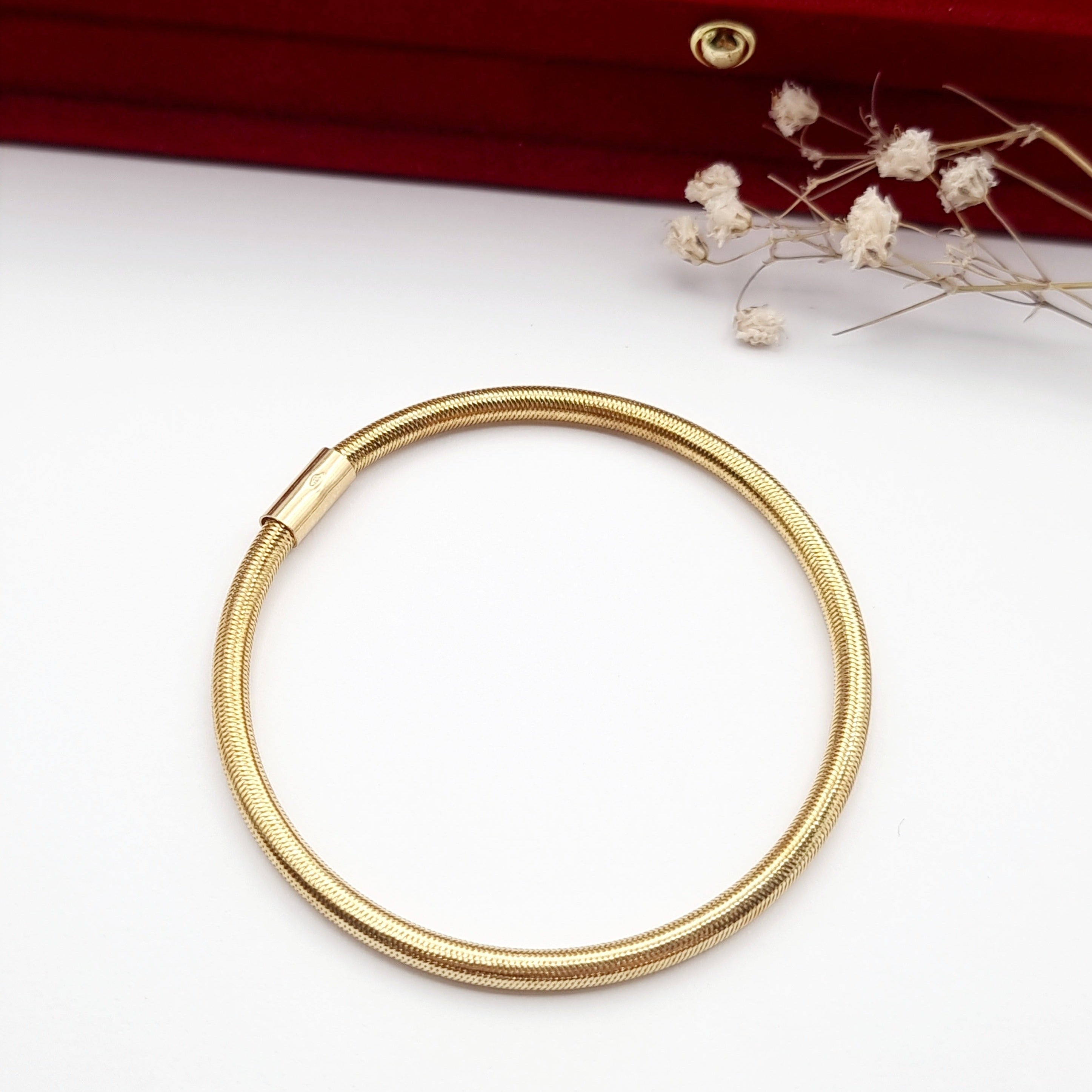 18K Pure Gold Elastic Bangle