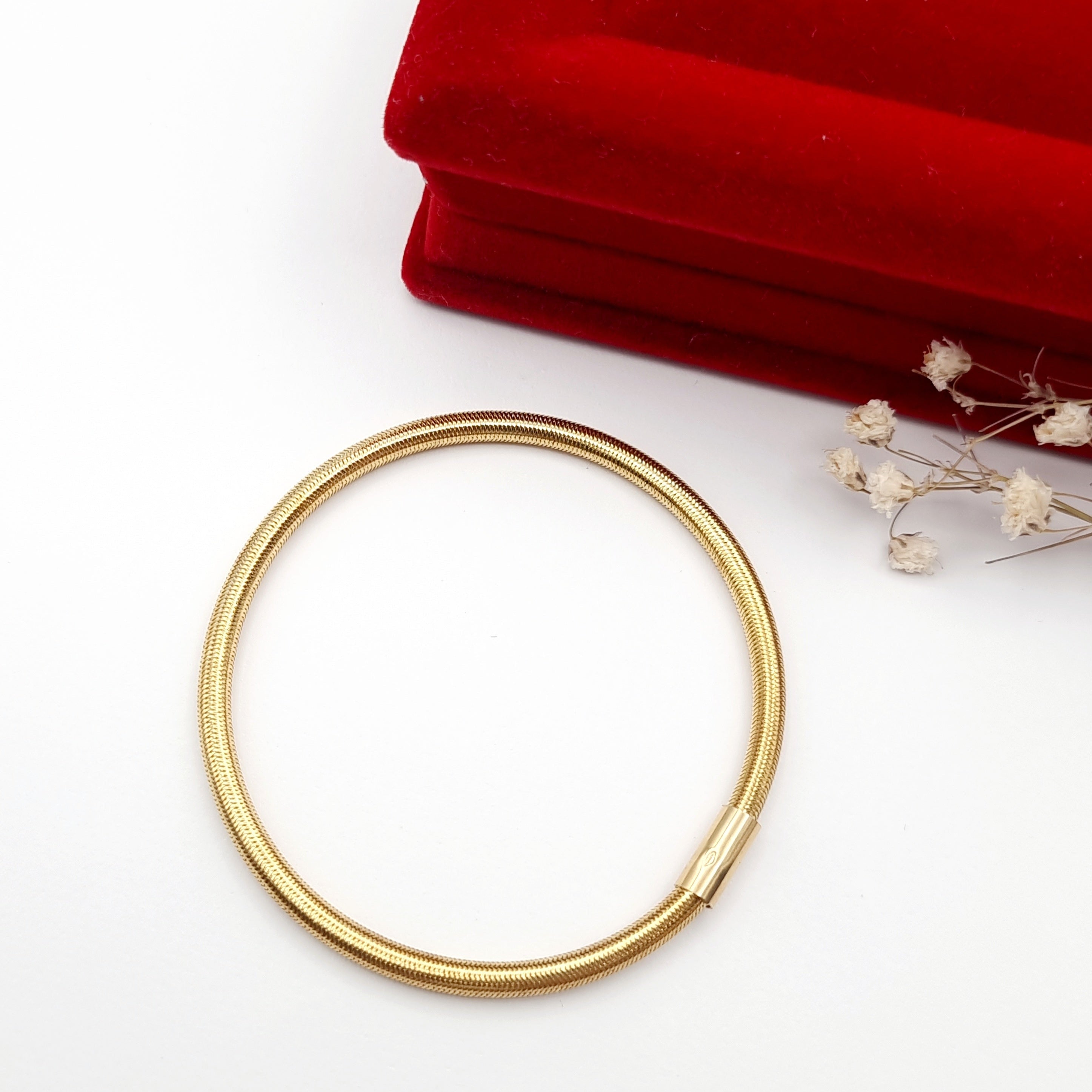 18K Pure Gold Elastic Bangle