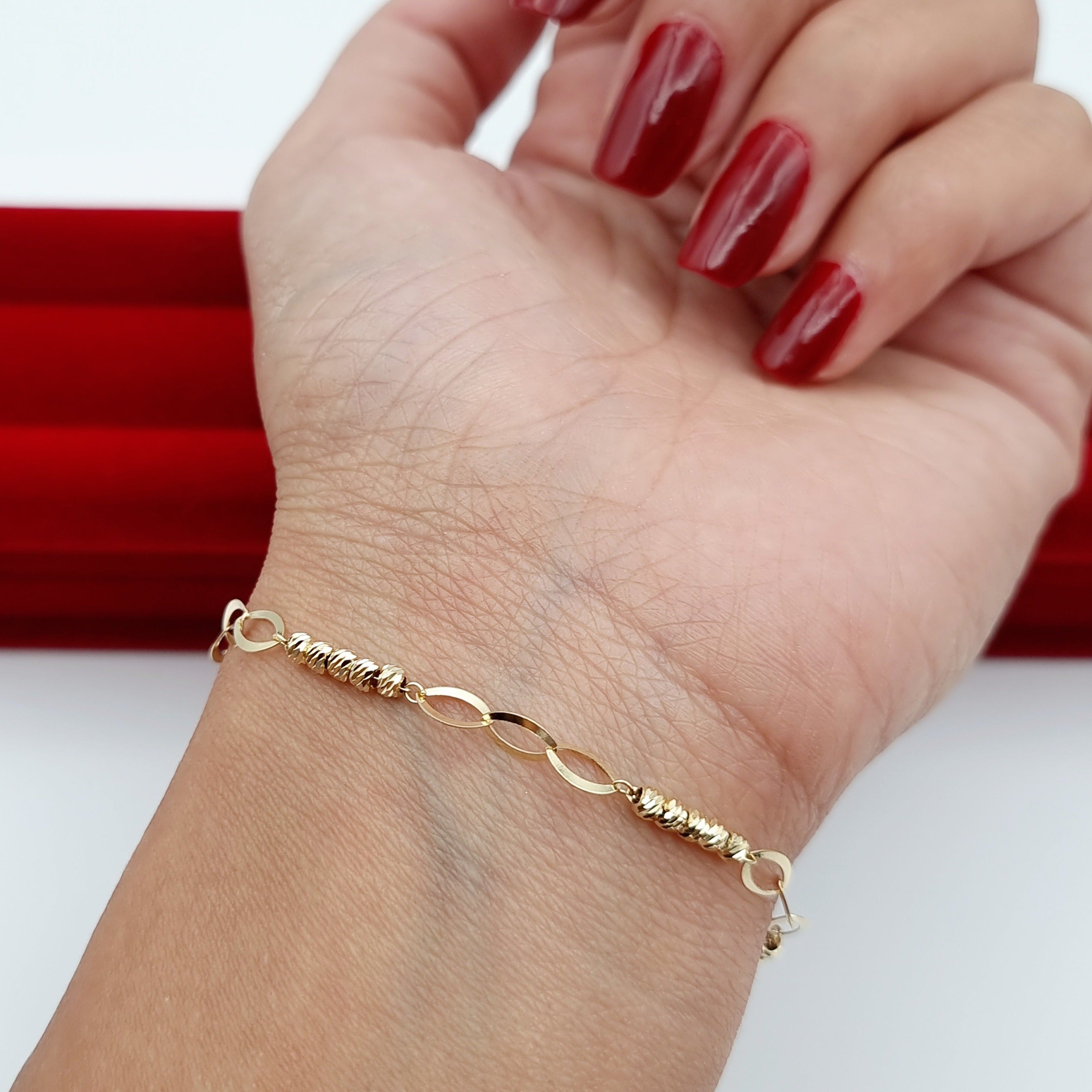 18K Pure Gold Seed Linked Bracelet