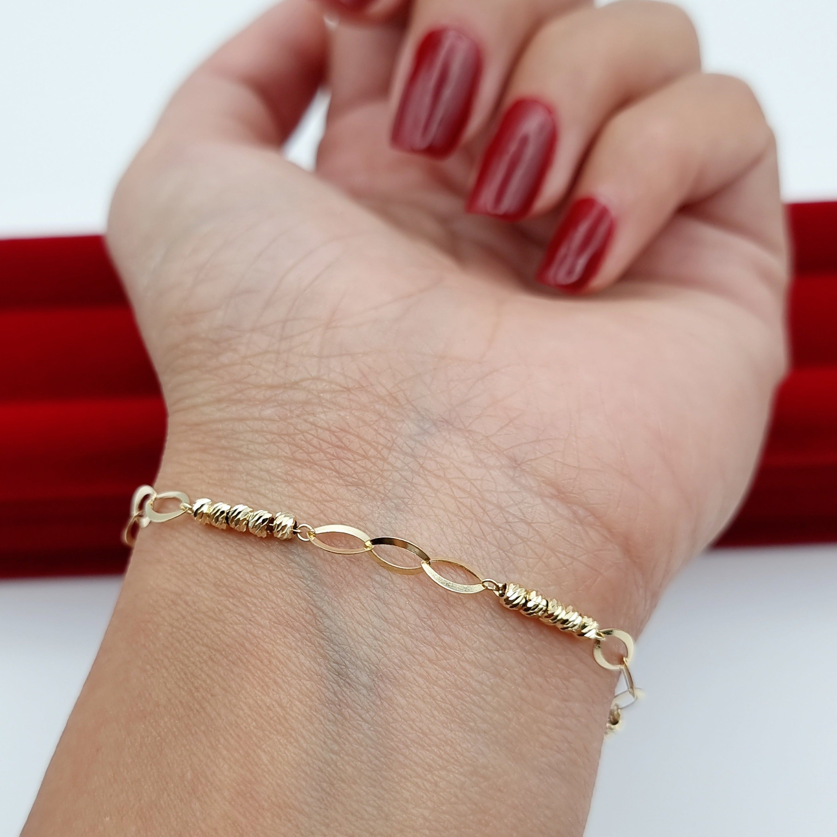 18K Pure Gold Seed Linked Bracelet