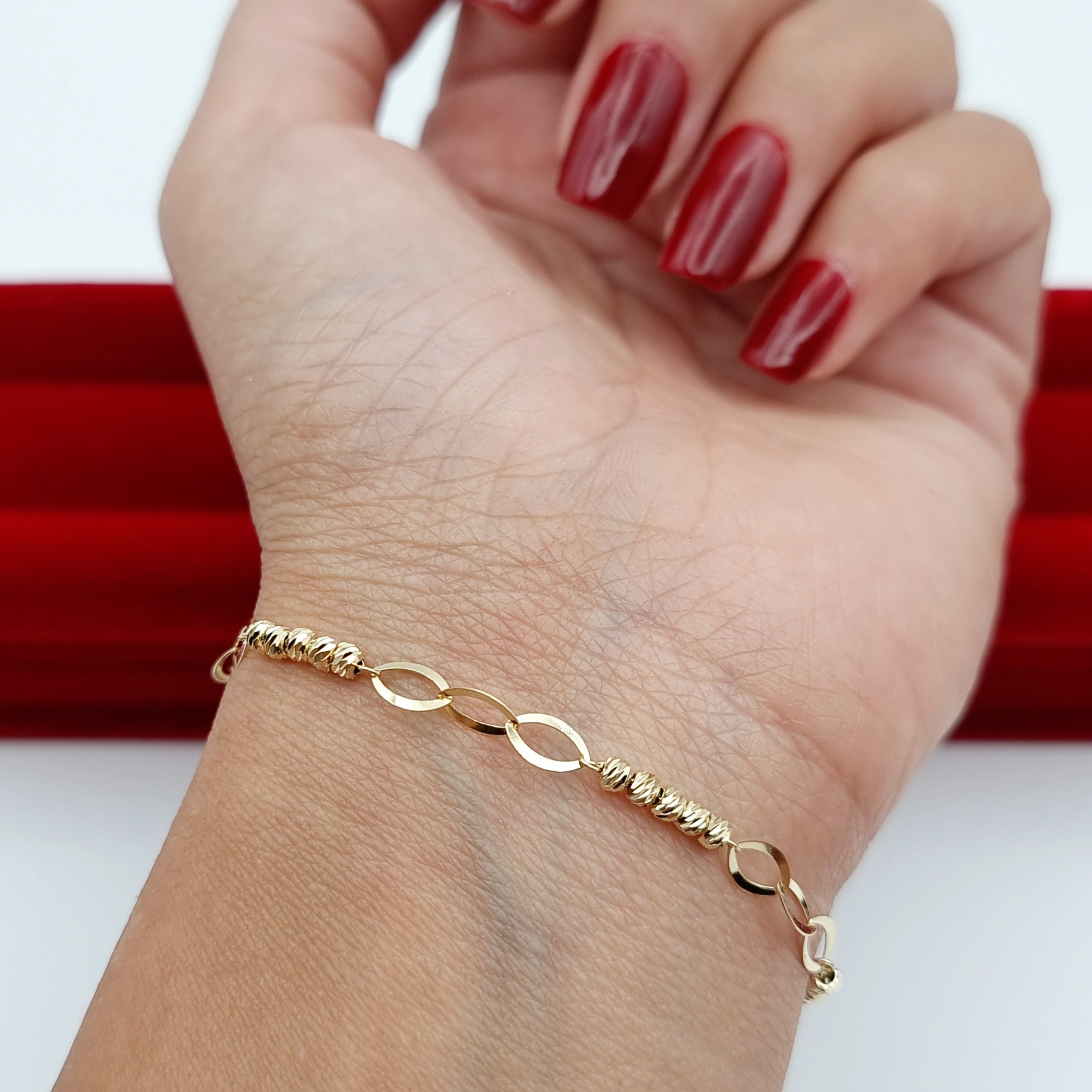 18K Pure Gold Seed Linked Bracelet