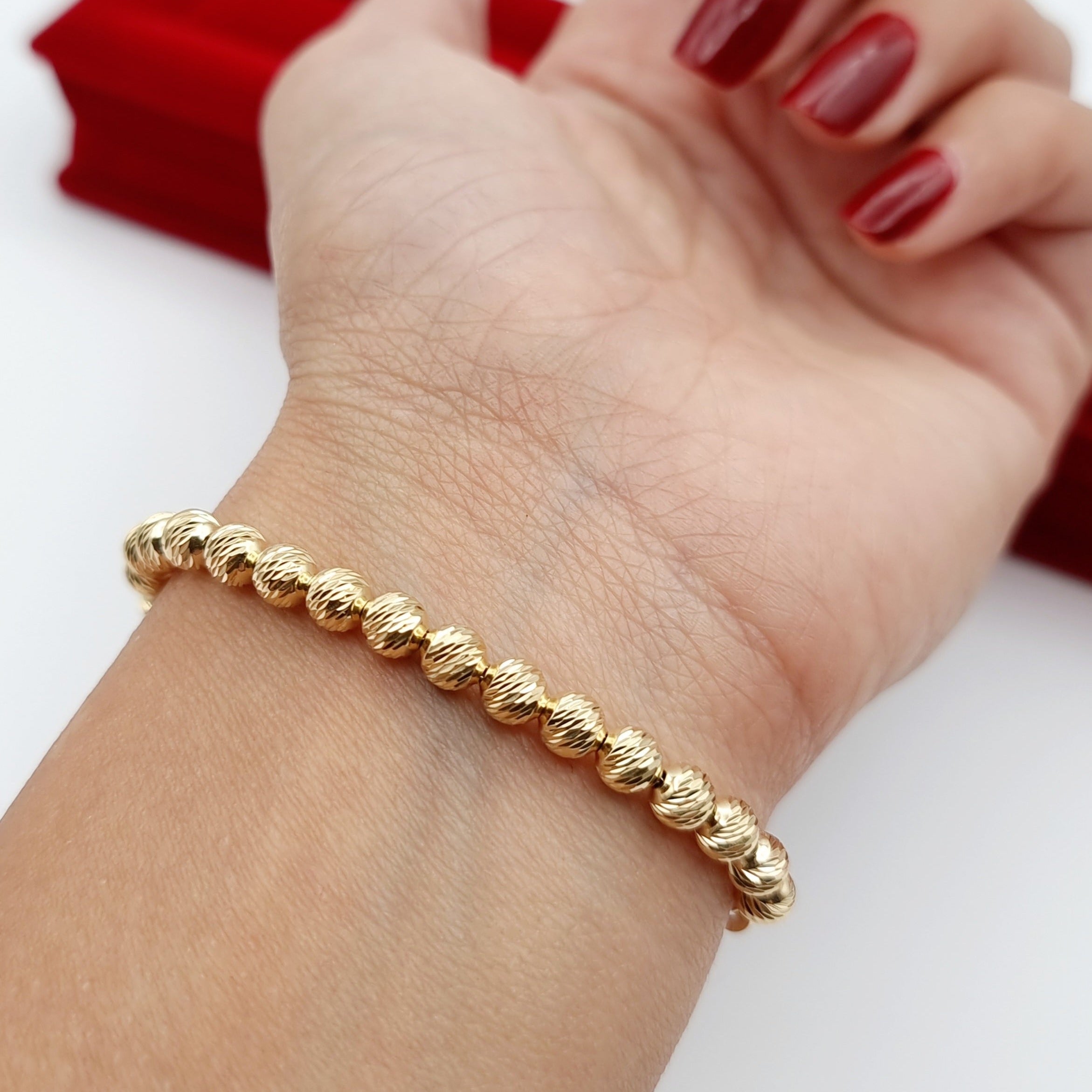 18K Pure Gold Beads Bracelet