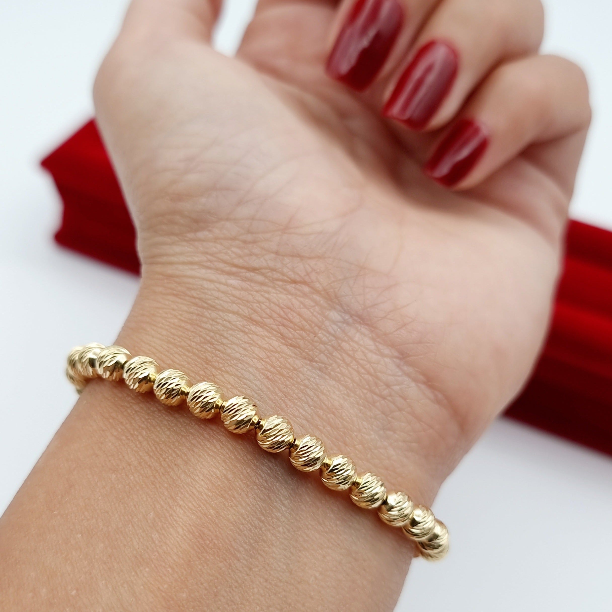 18K Pure Gold Beads Bracelet