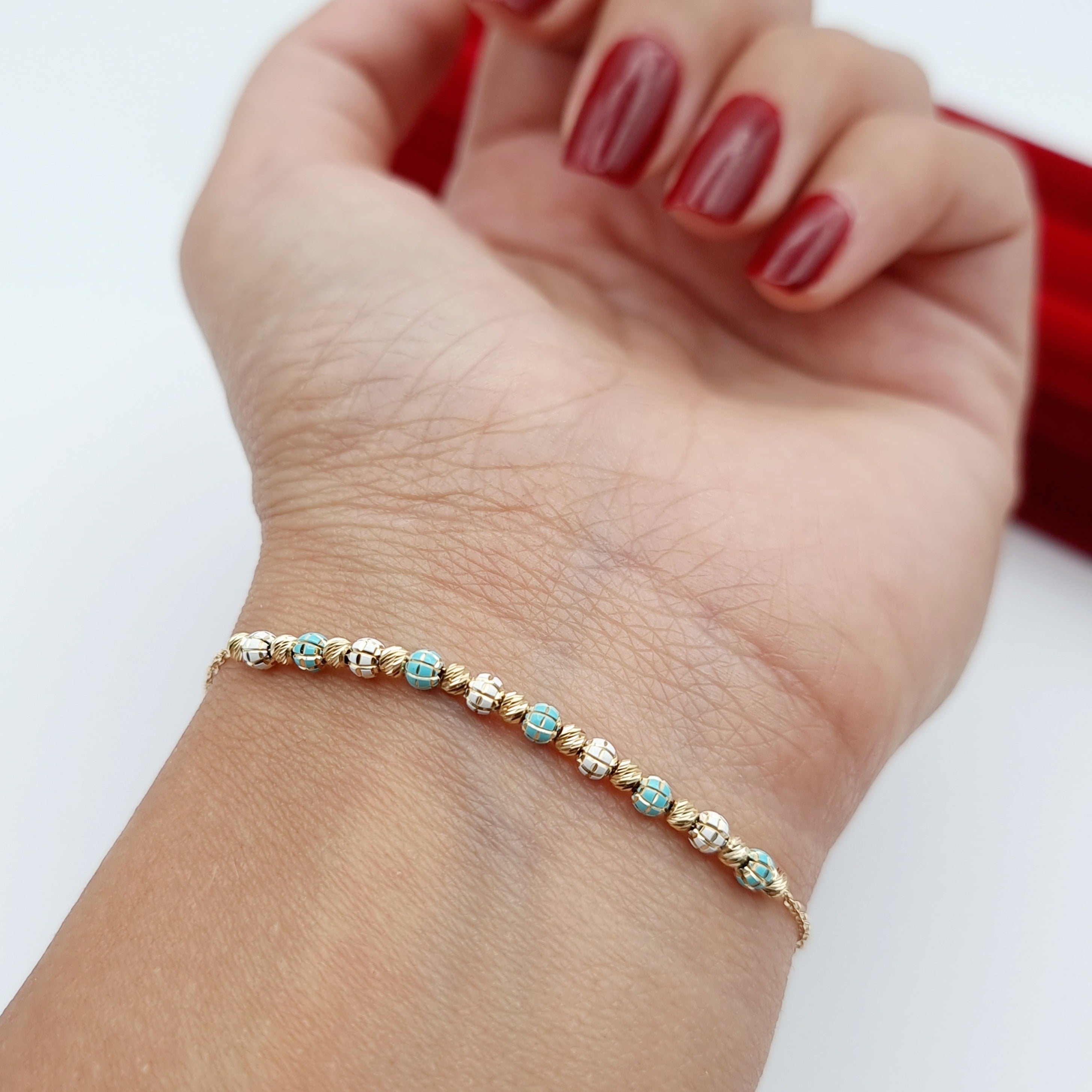 18K Pure Gold Multi Beads Bracelet