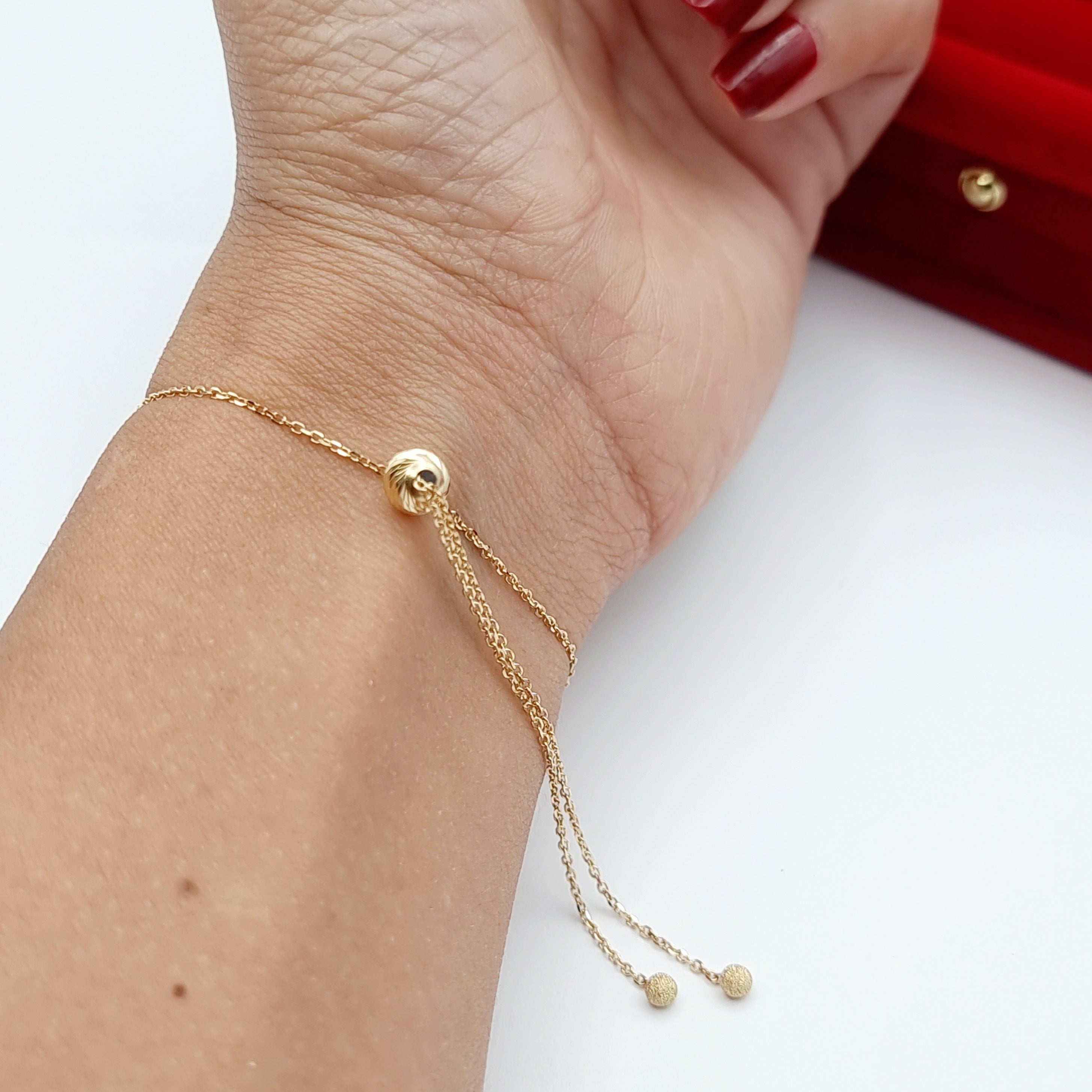 18K Pure Gold Beads Bracelet