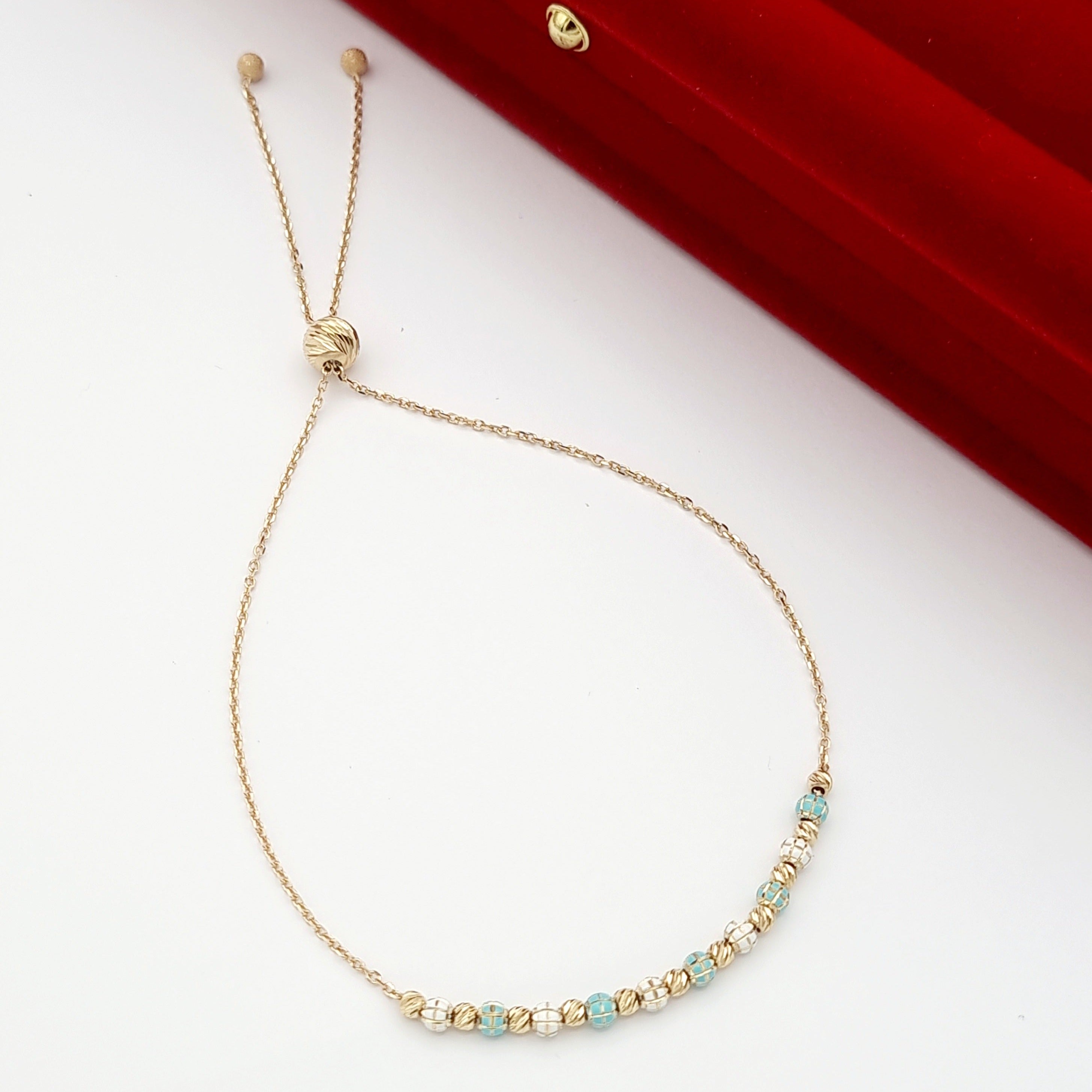 18K Pure Gold Multi Beads Bracelet