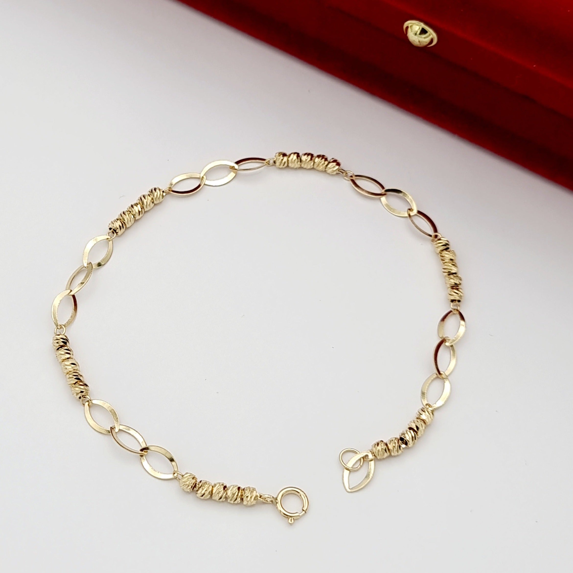 18K Pure Gold Seed Linked Bracelet