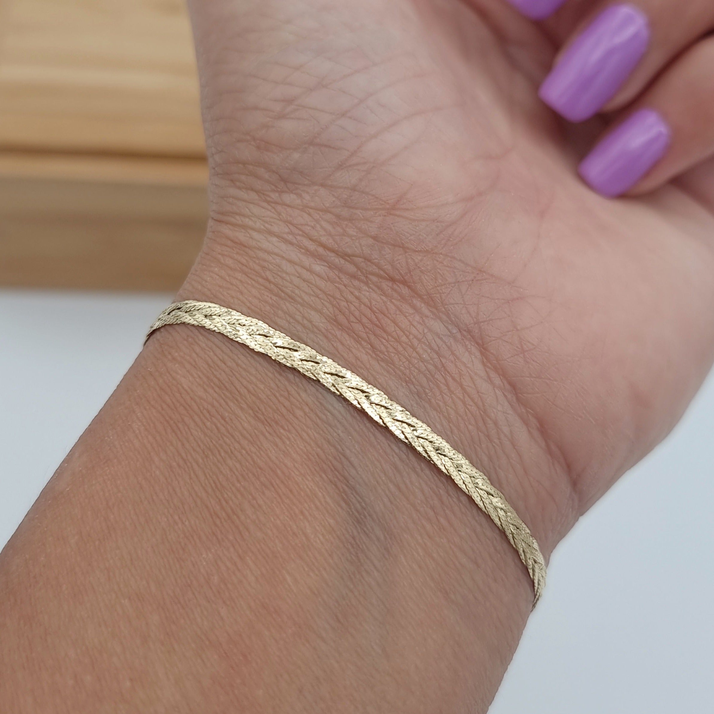 18K Pure Gold Flat Bracelet