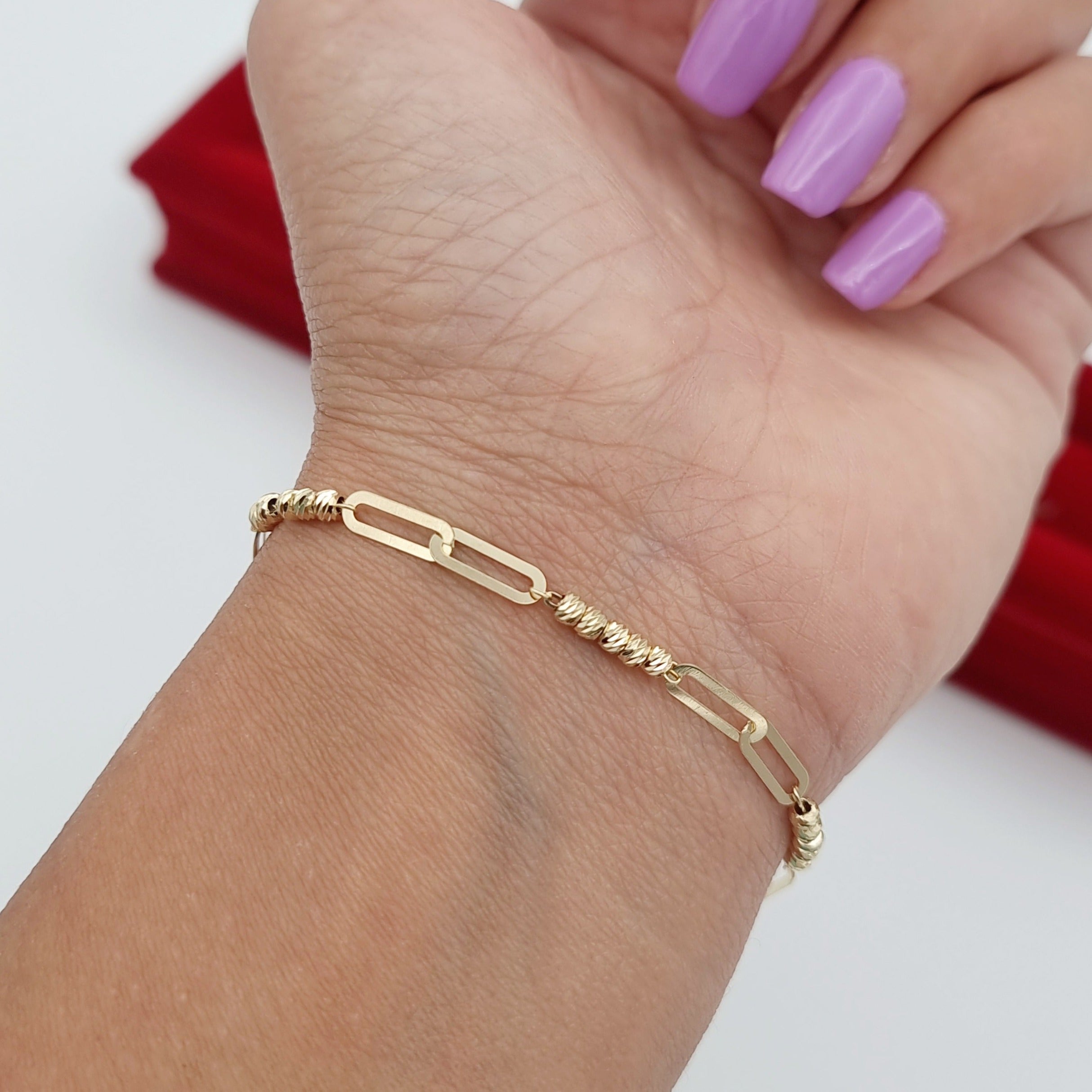 18K Pure Gold Linked Seed Bracelet