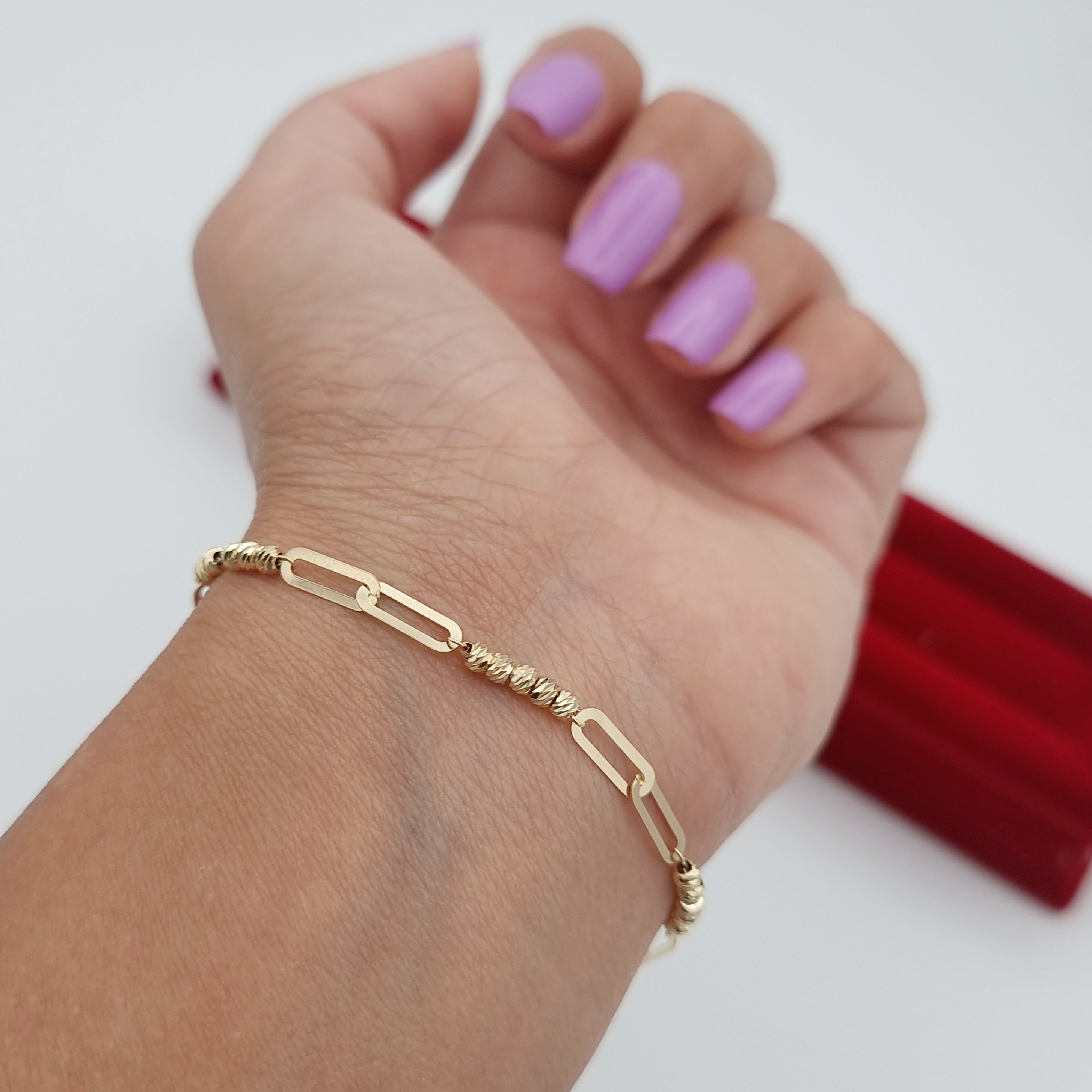 18K Pure Gold Linked Seed Bracelet