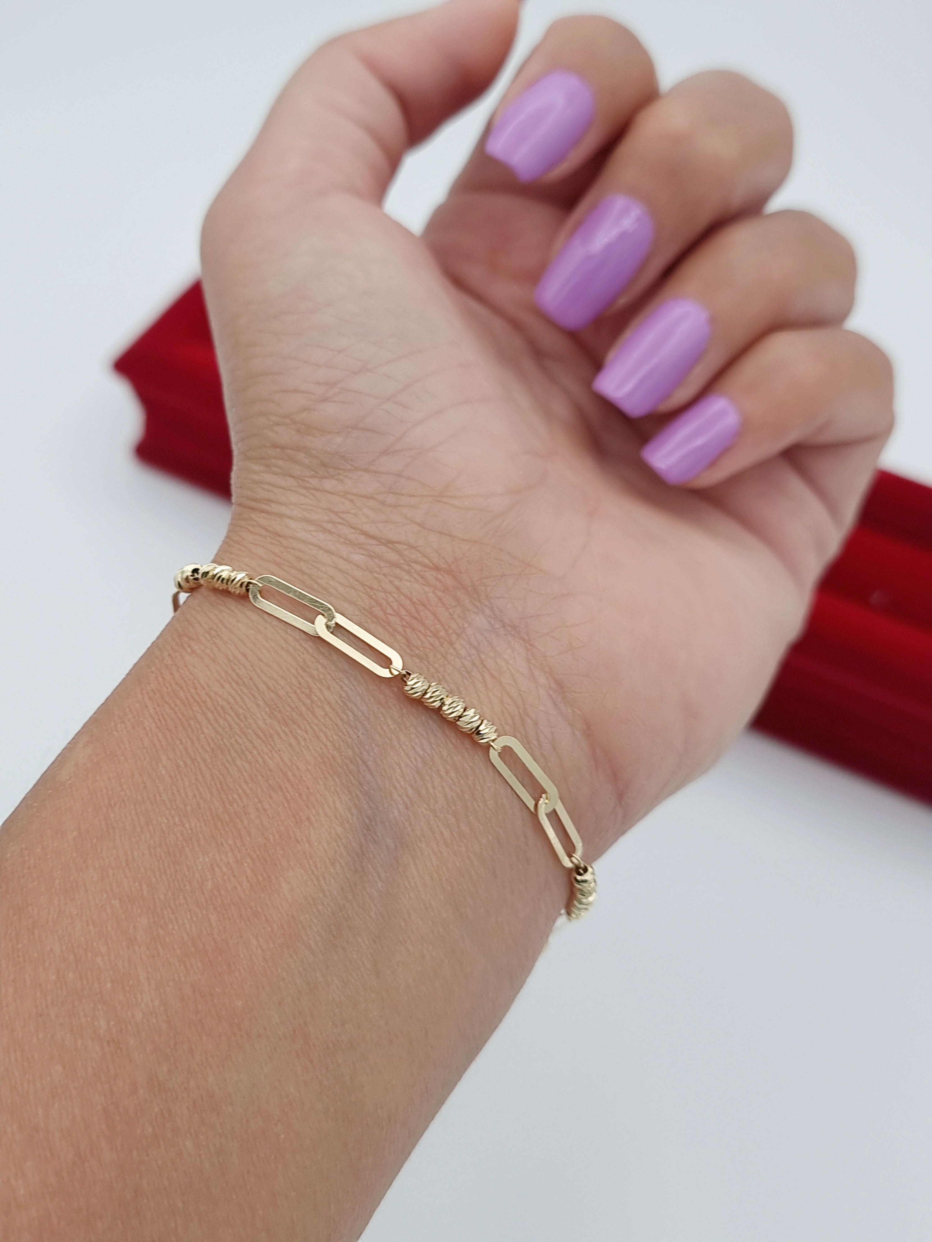 18K Pure Gold Linked Seed Bracelet