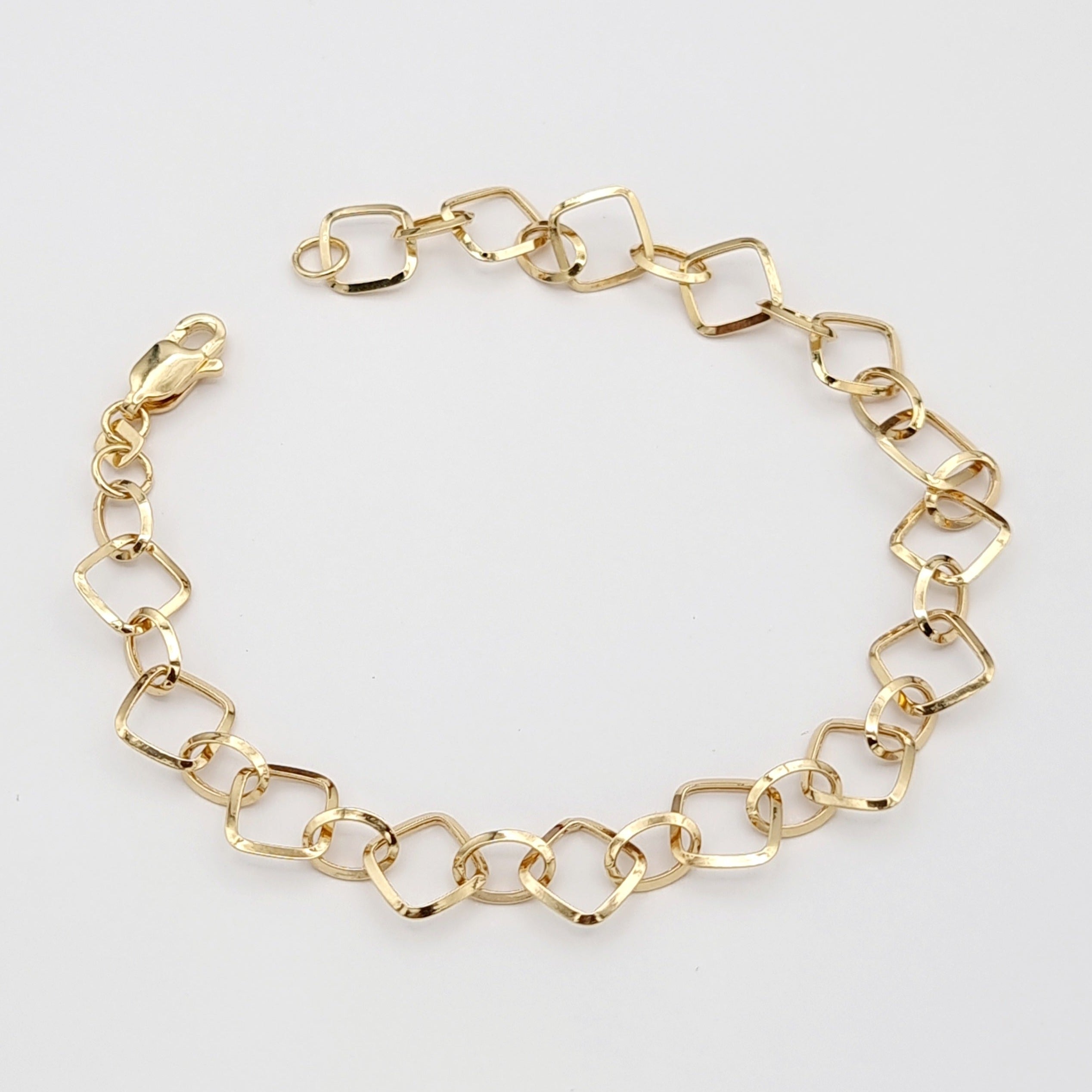 18K Pure Gold Square Linked Bracelet