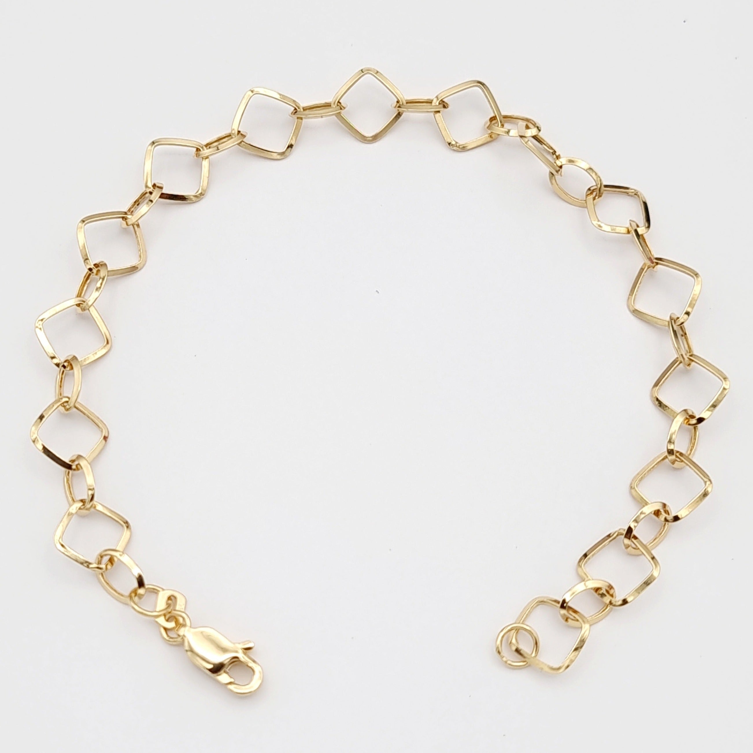 18K Pure Gold Square Linked Bracelet