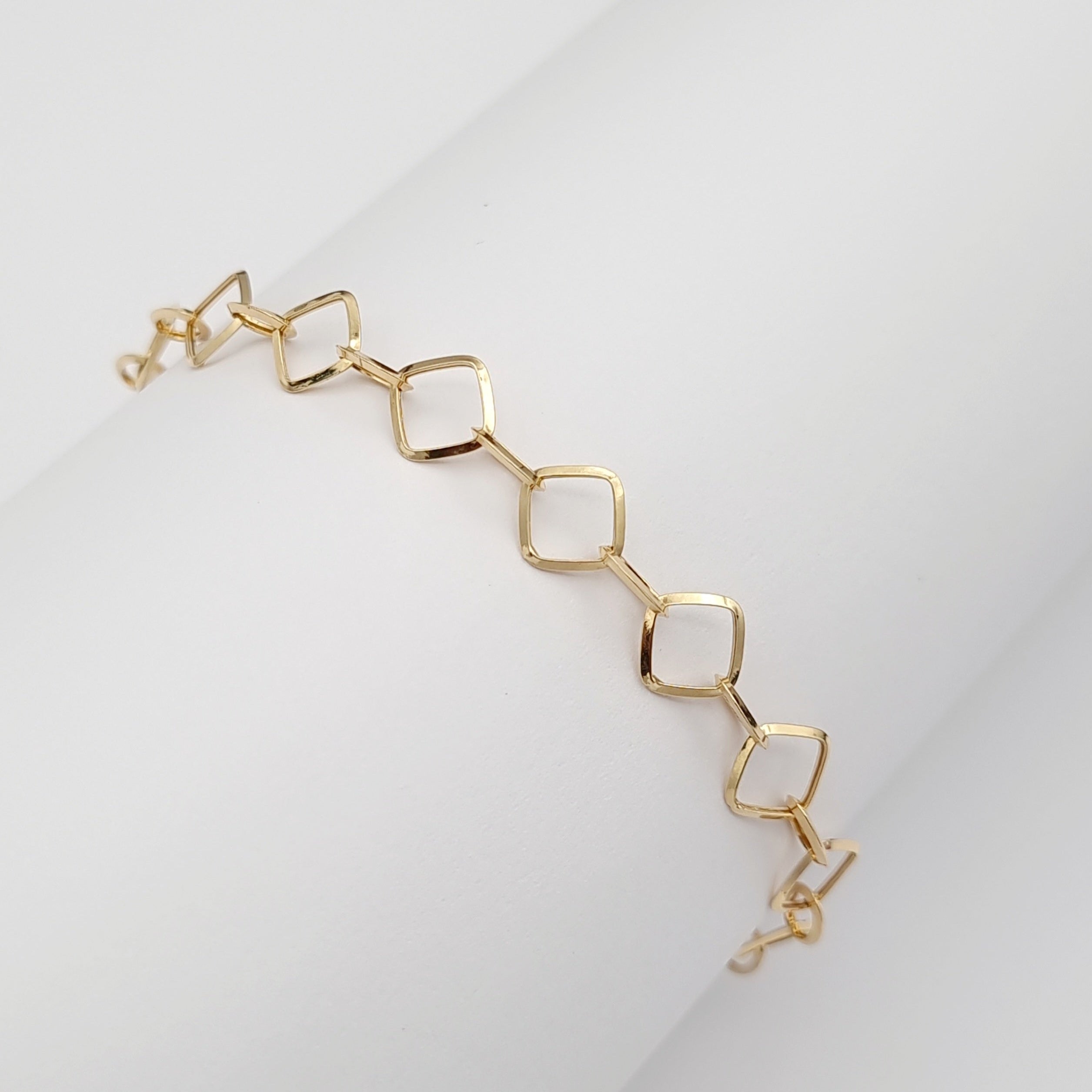 18K Pure Gold Square Linked Bracelet