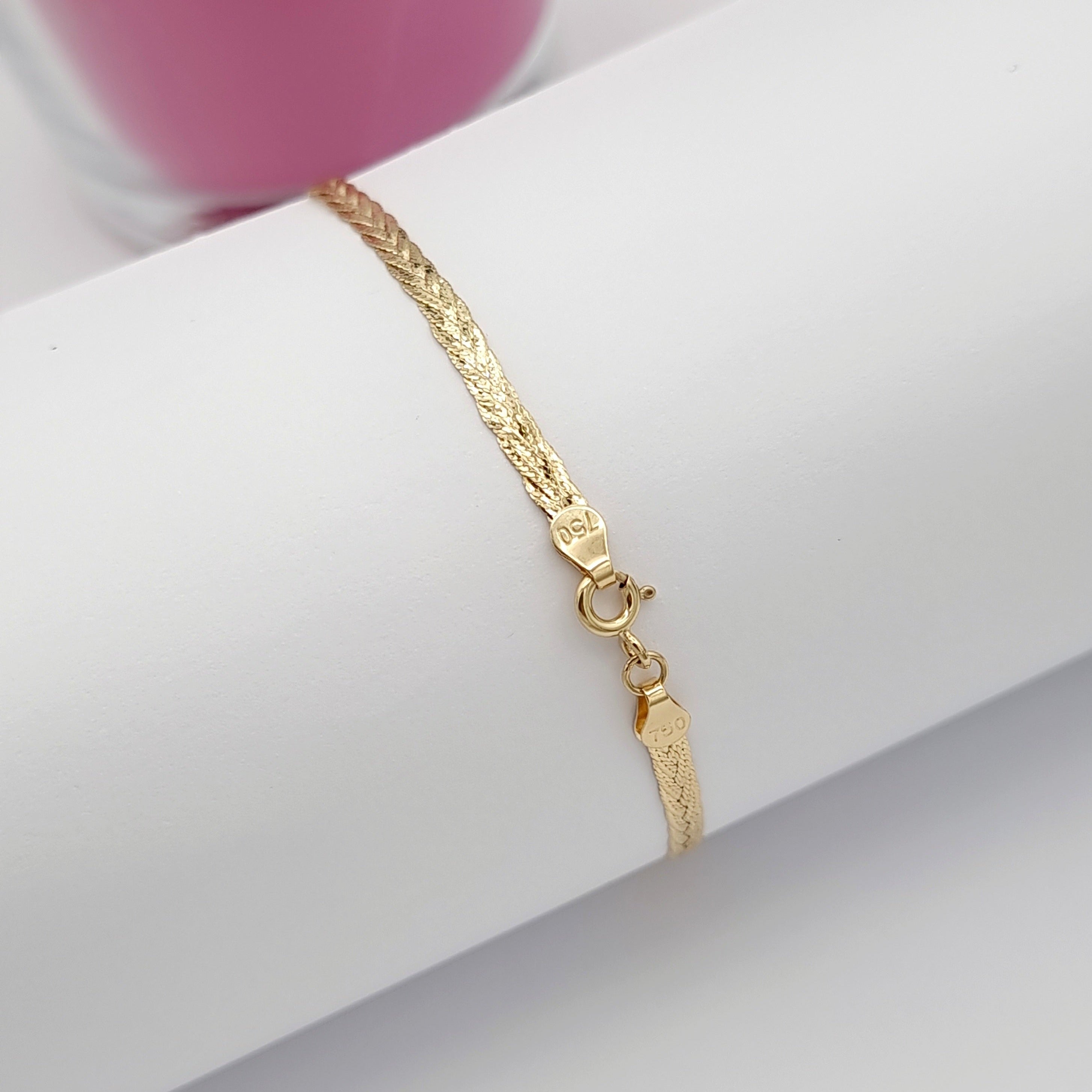 18K Pure Gold Flat Bracelet