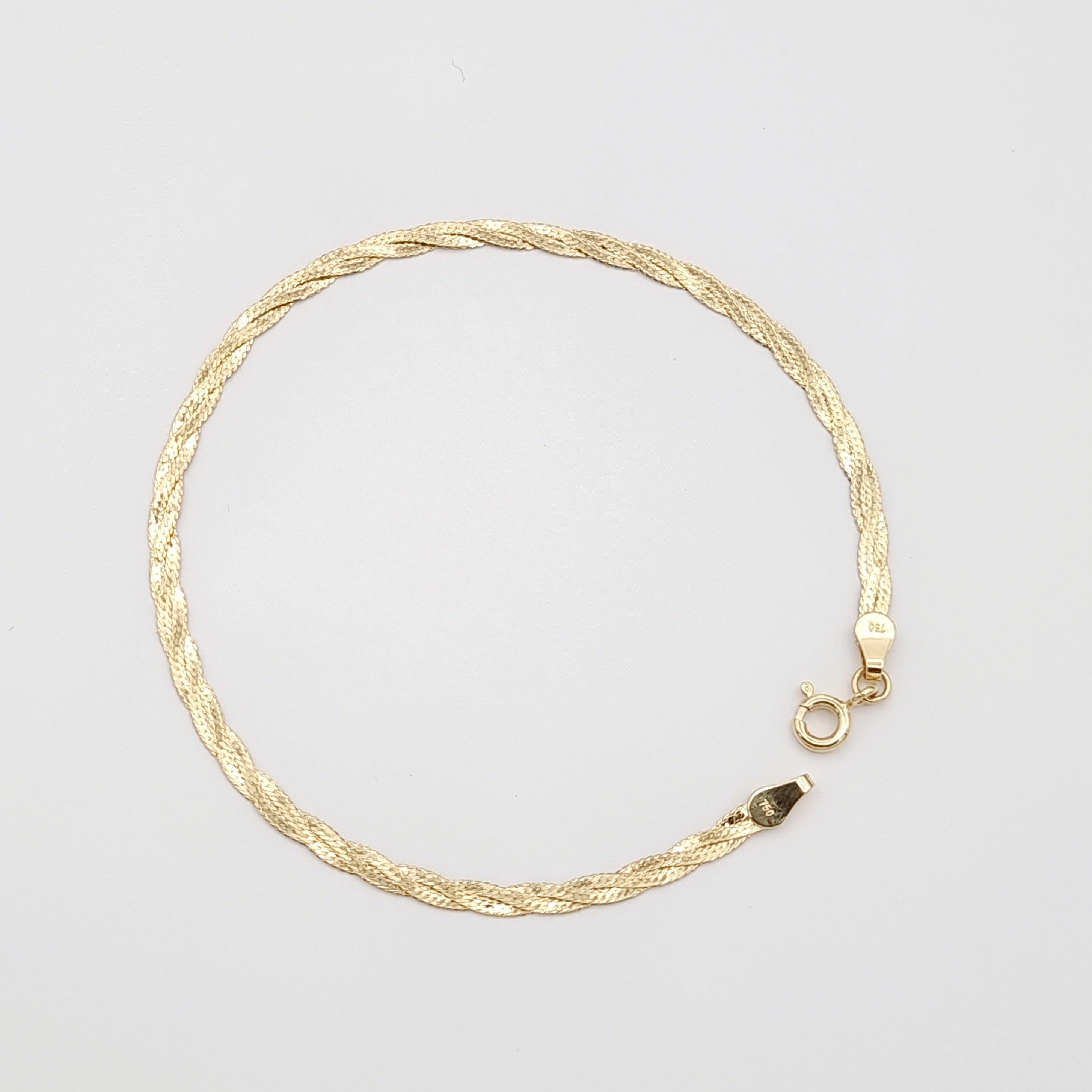 18K Pure Gold Twisted Flat Bracelet