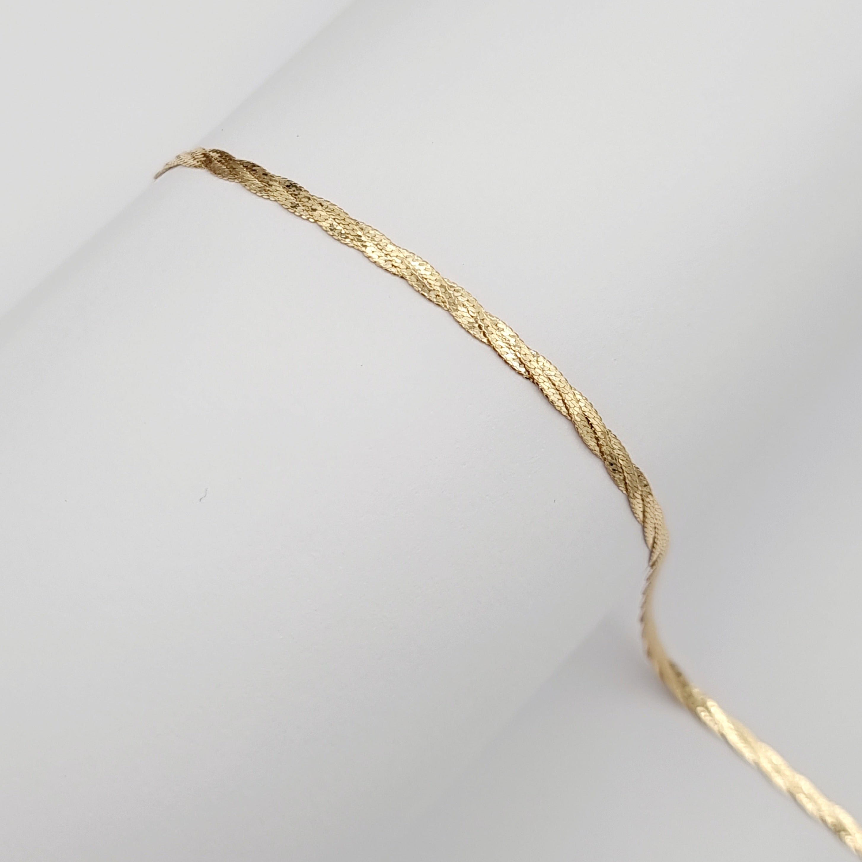 18K Pure Gold Twisted Flat Bracelet