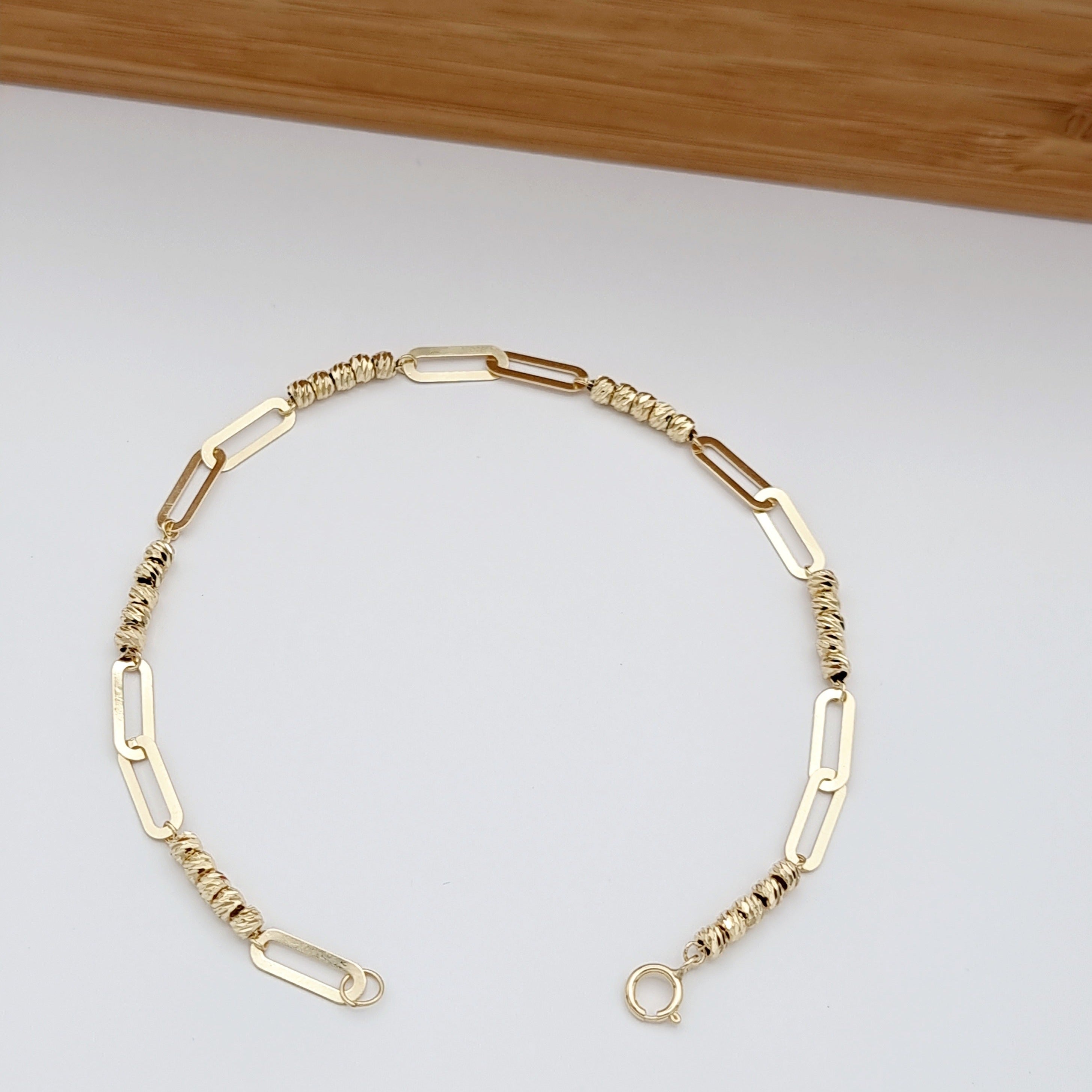 18K Pure Gold Linked Seed Bracelet