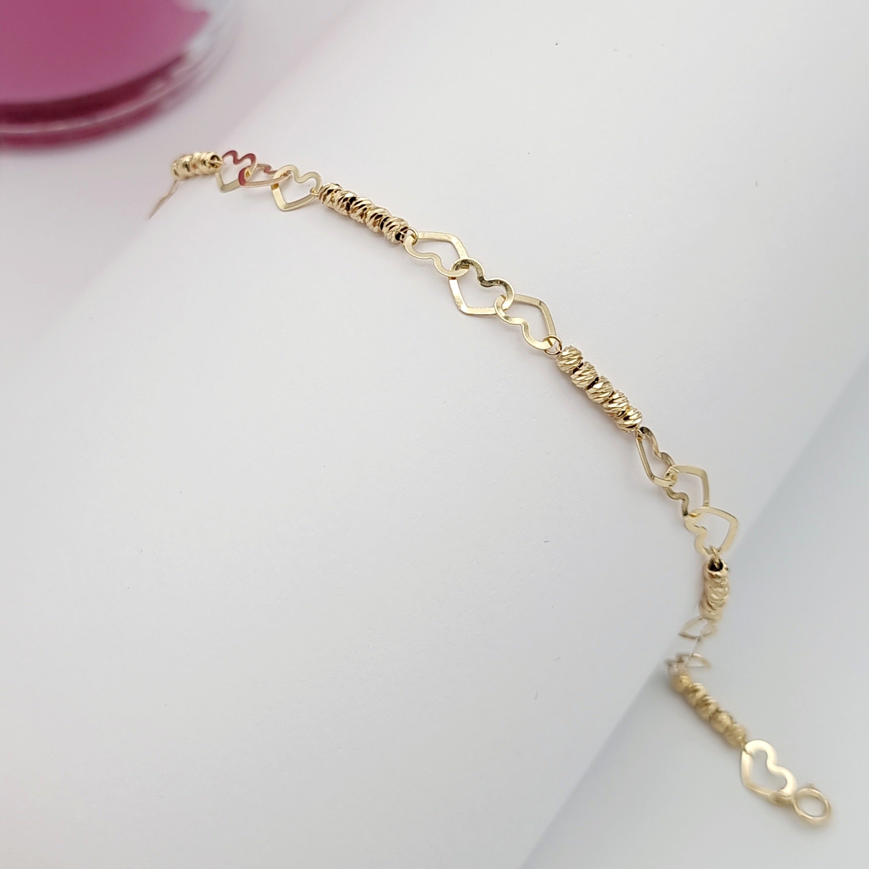 18K Pure Gold Heart Seed Bracelet