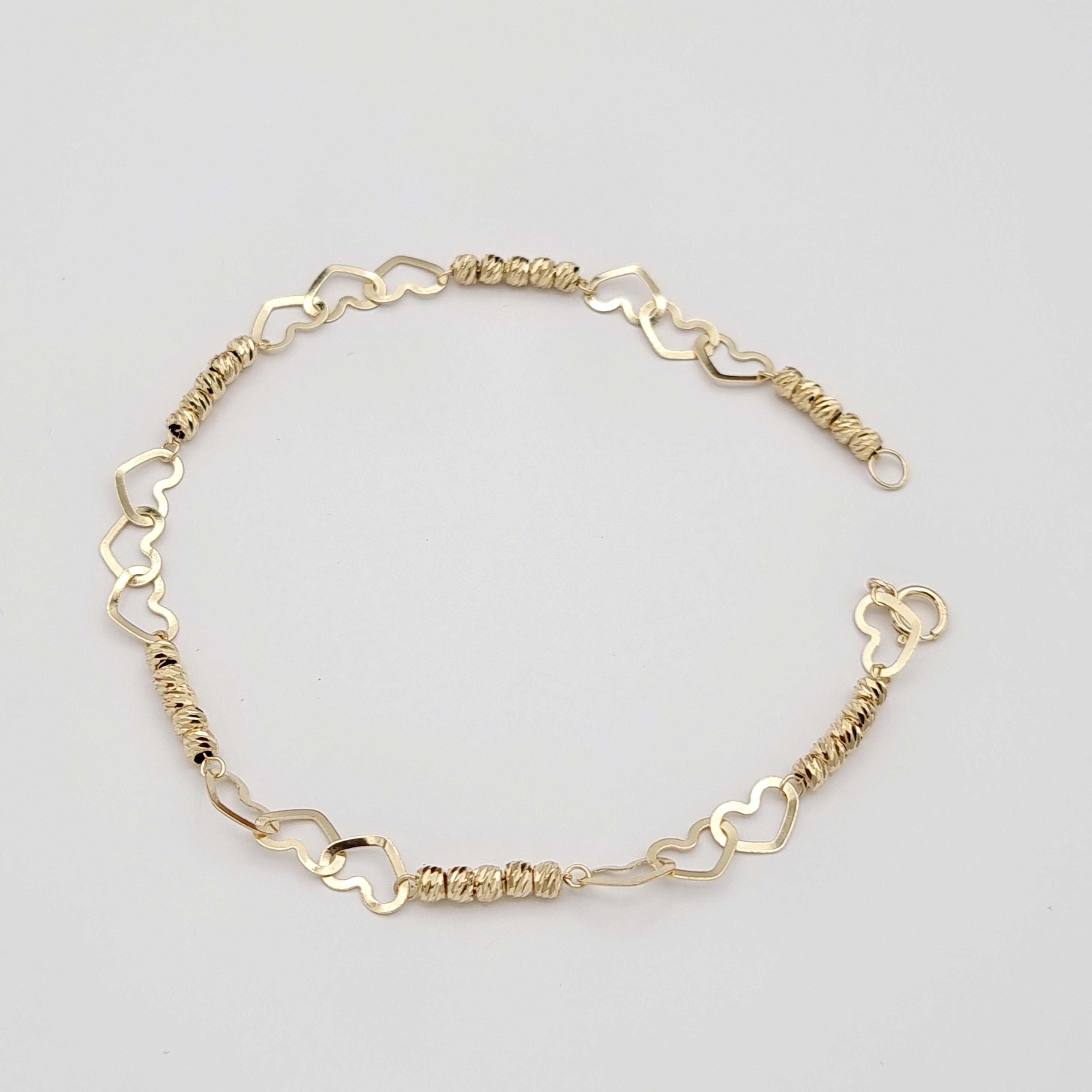 18K Pure Gold Heart Seed Bracelet