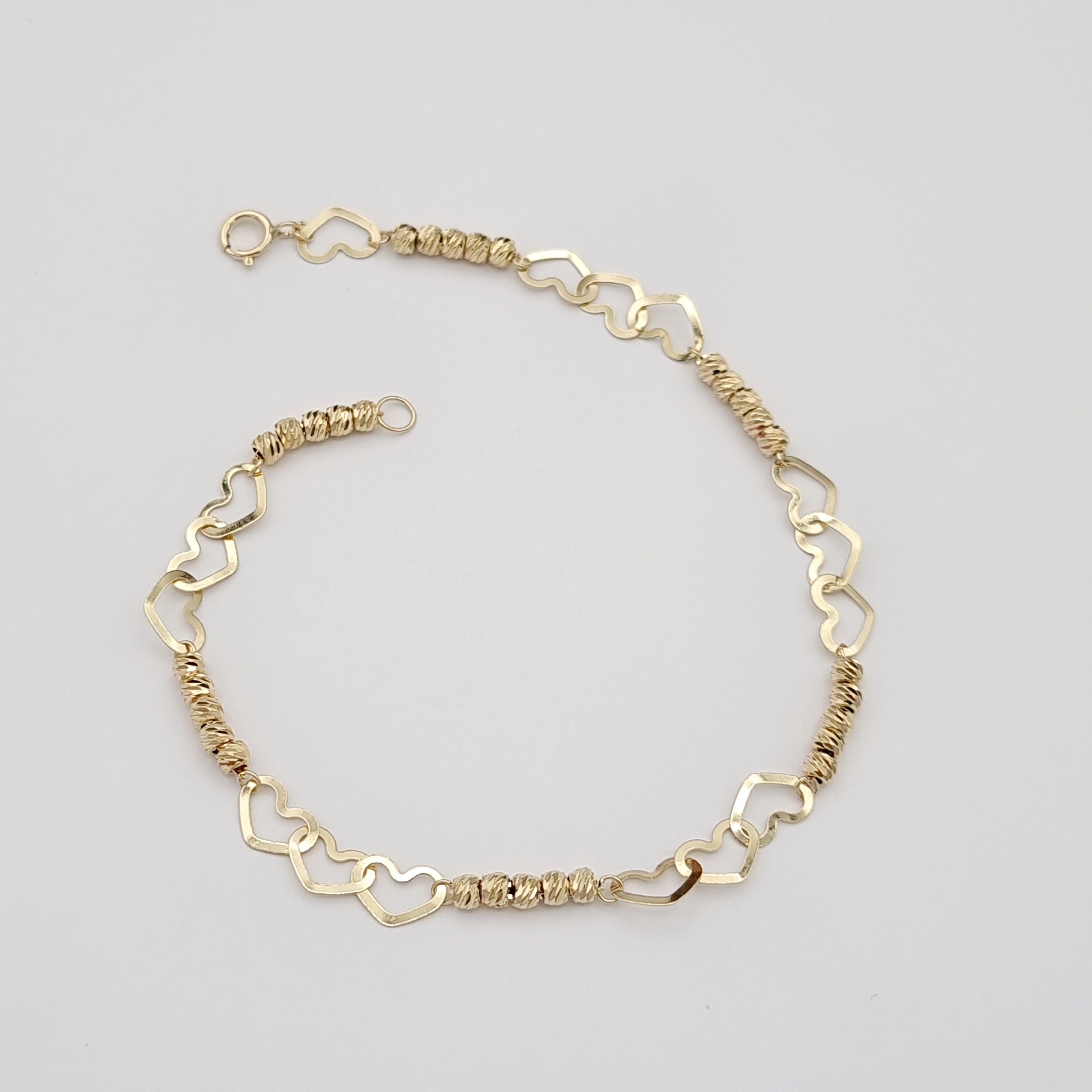 18K Pure Gold Heart Seed Bracelet