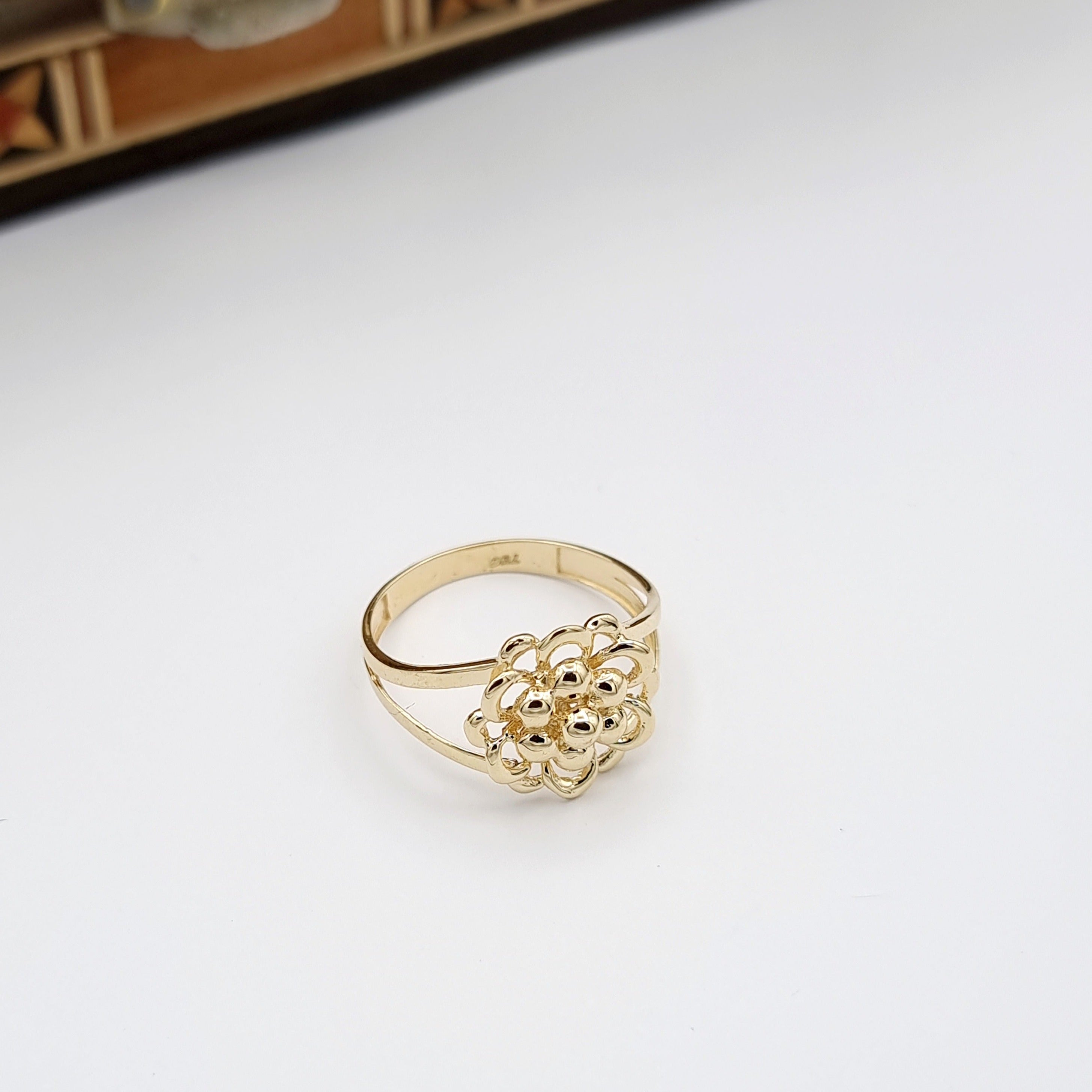 18K Pure Gold Fine Flower Ring