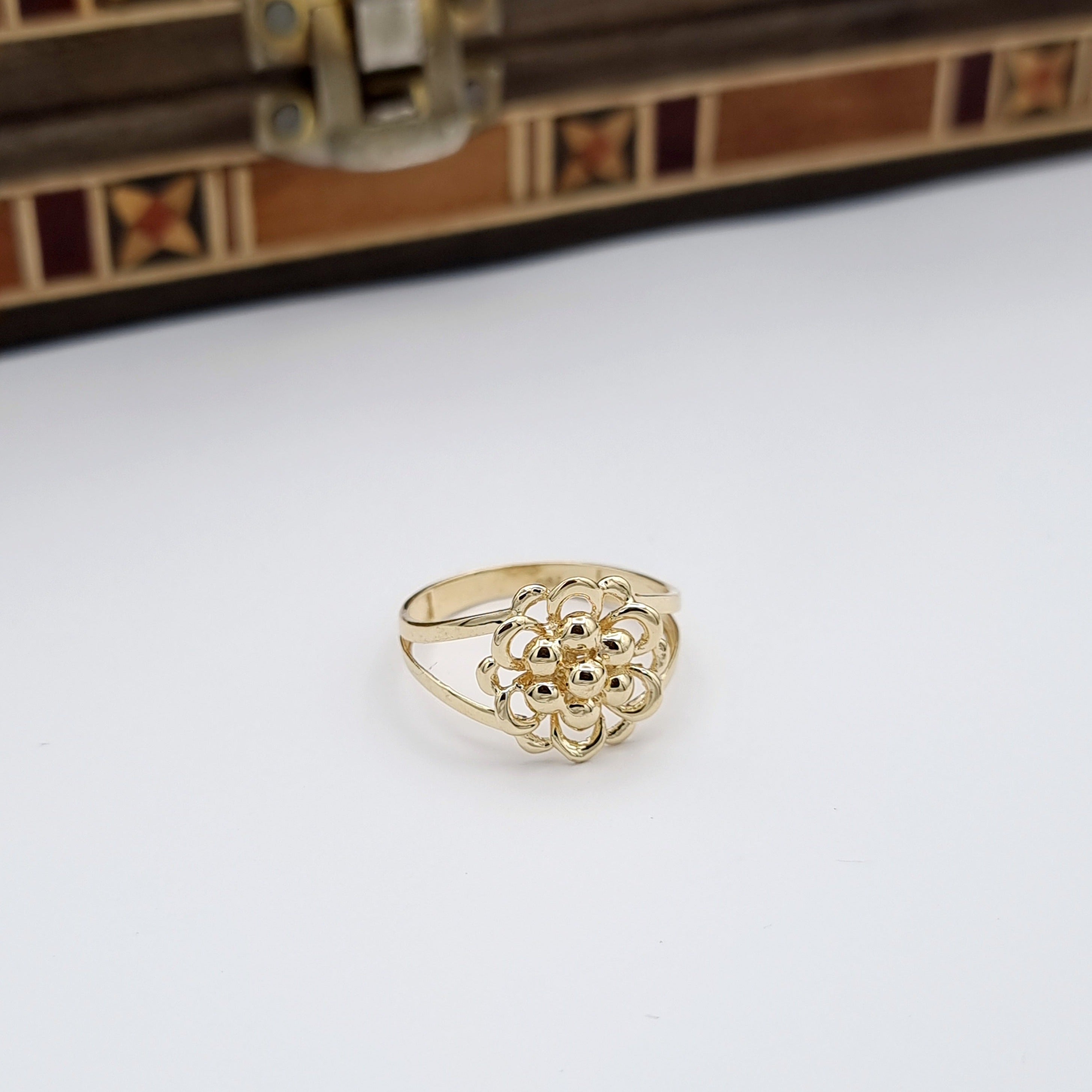 18K Pure Gold Fine Flower Ring