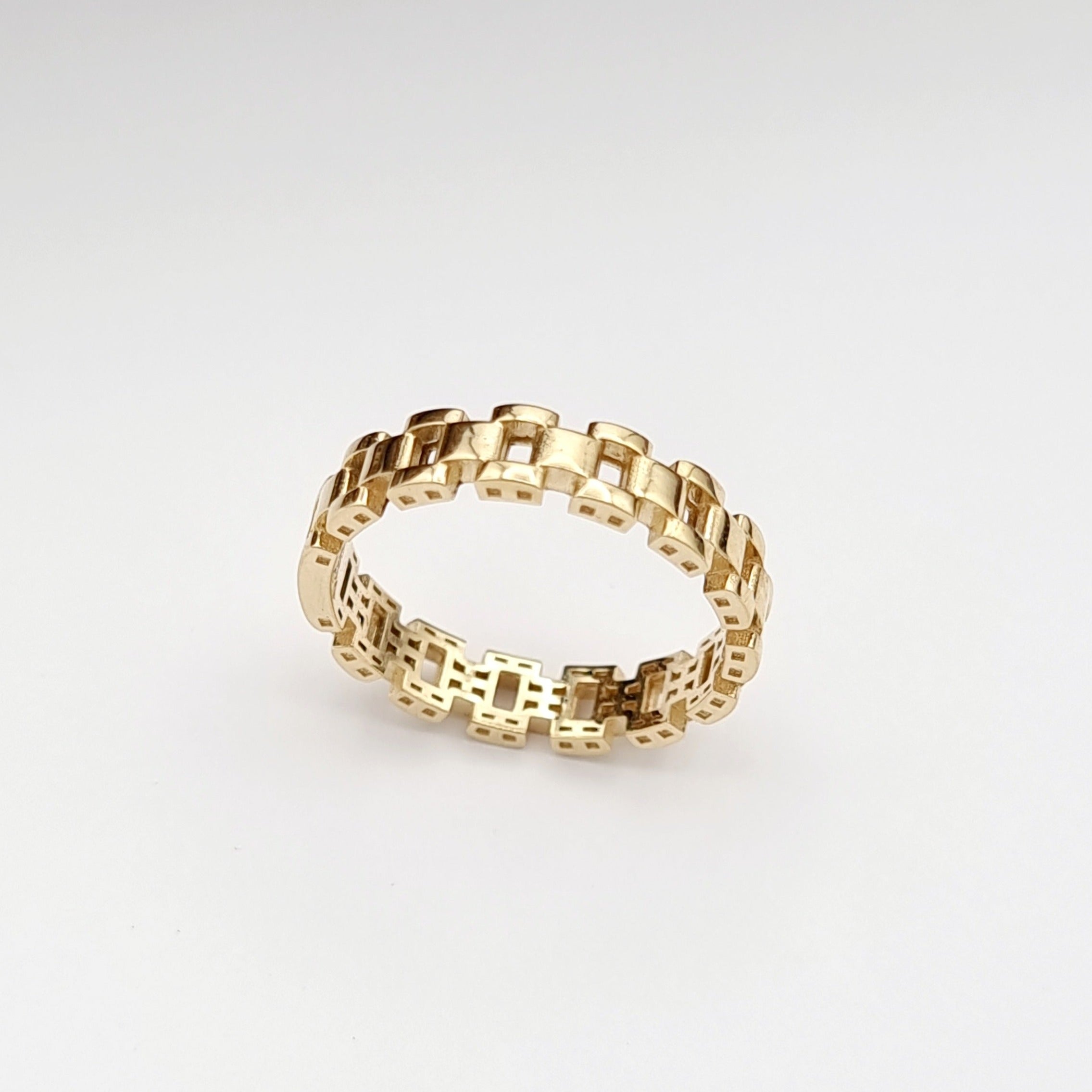 18K Pure Gold Belt Linked Ring