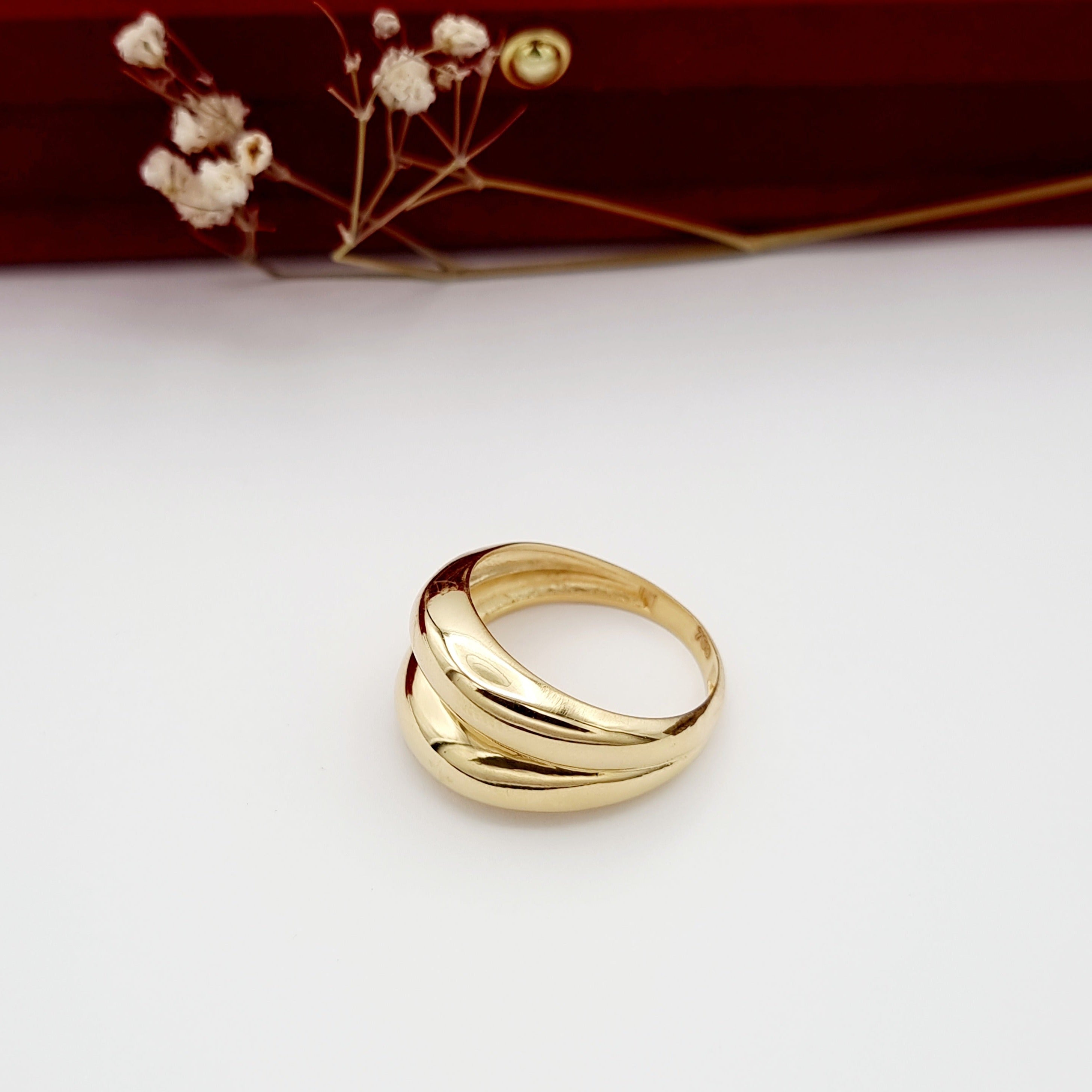 18K Pure Gold Elegant Double Ring