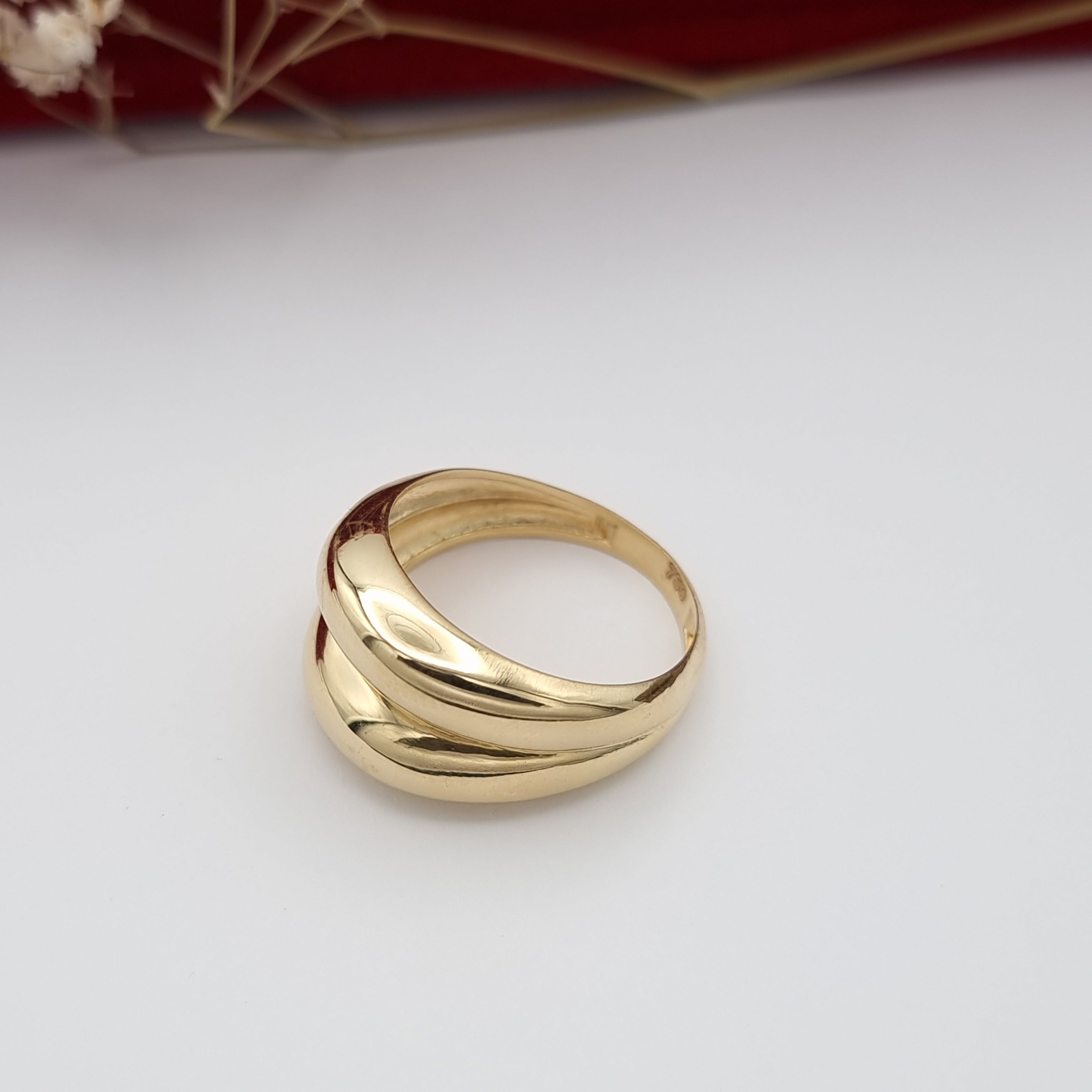 18K Pure Gold Elegant Double Ring