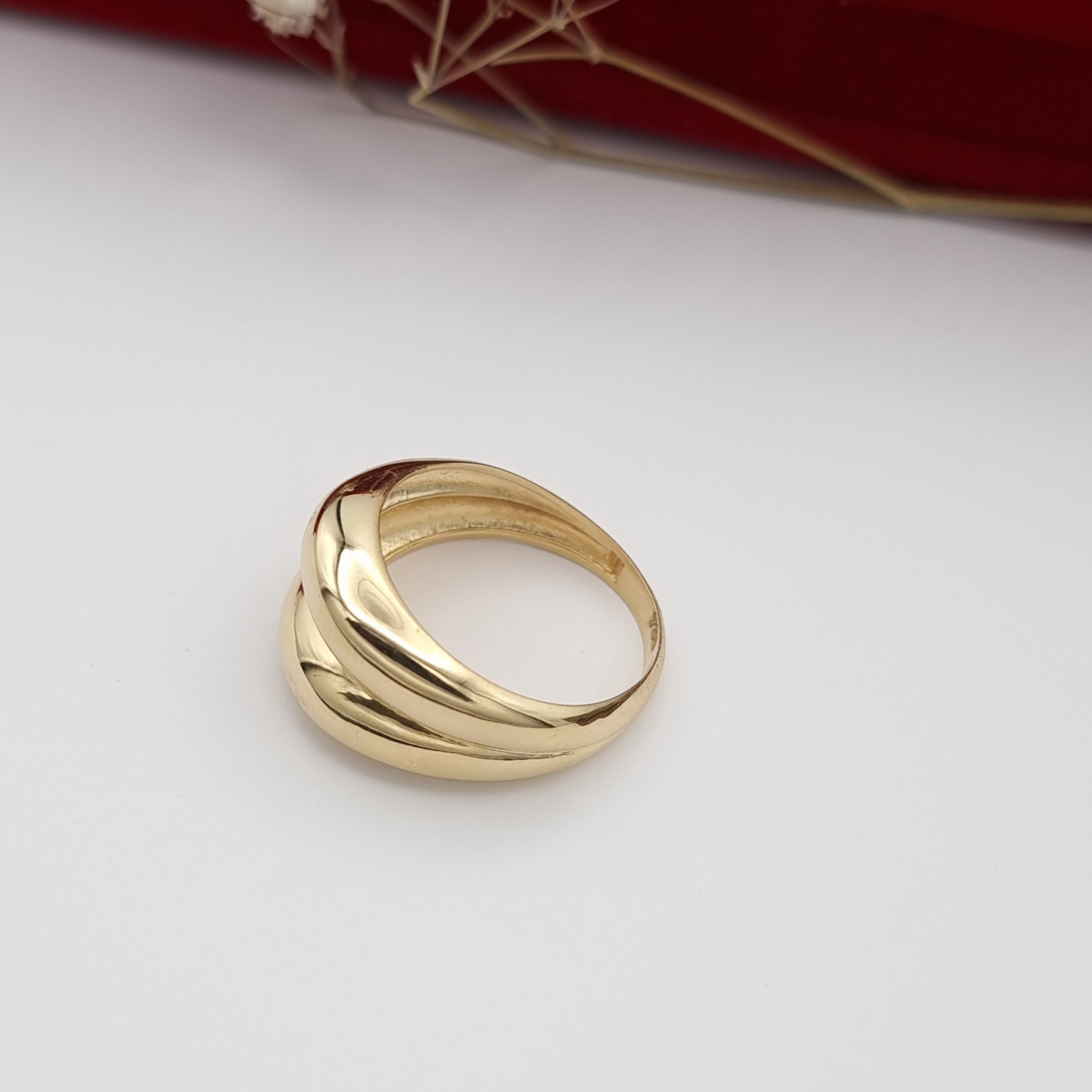 18K Pure Gold Elegant Double Ring