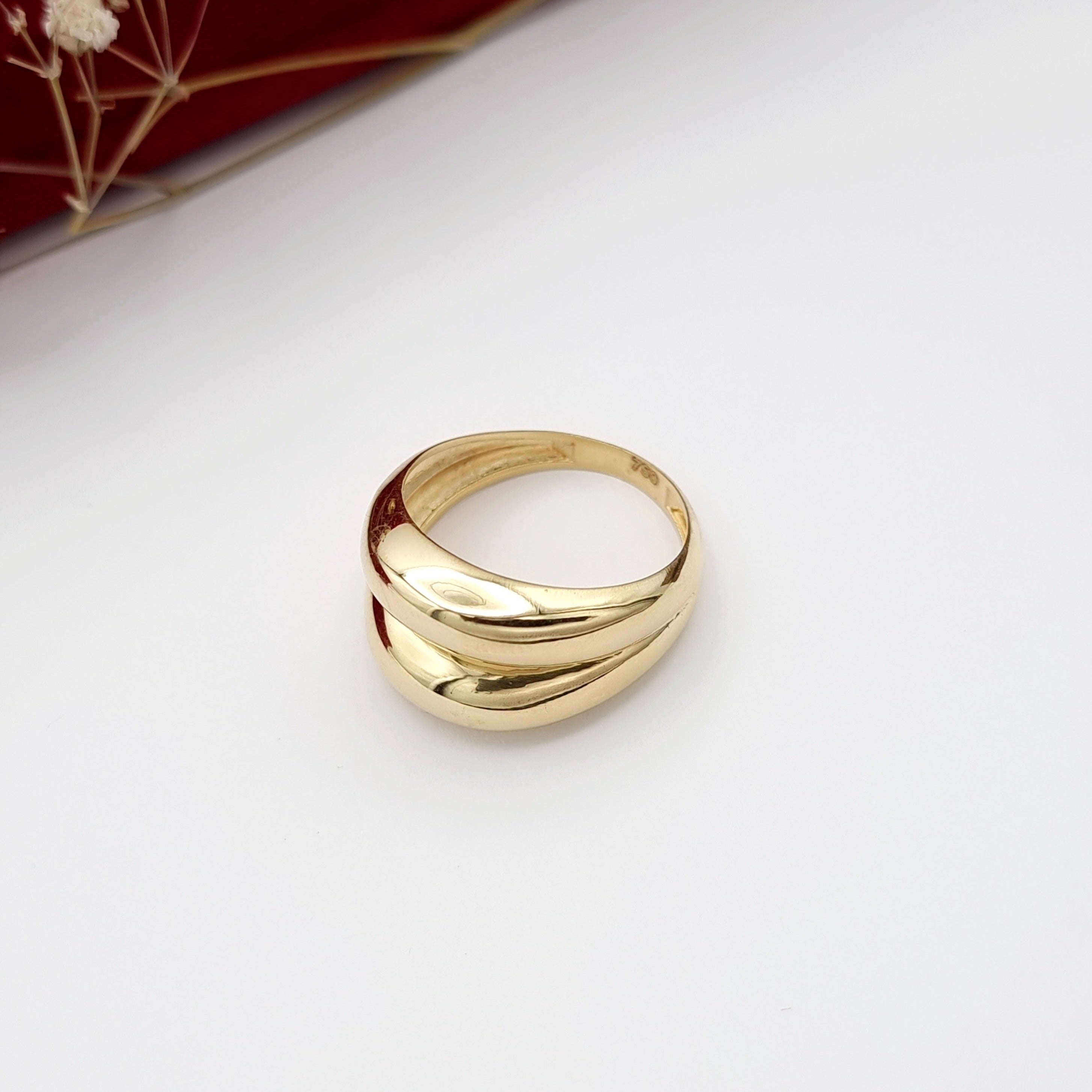 18K Pure Gold Elegant Double Ring