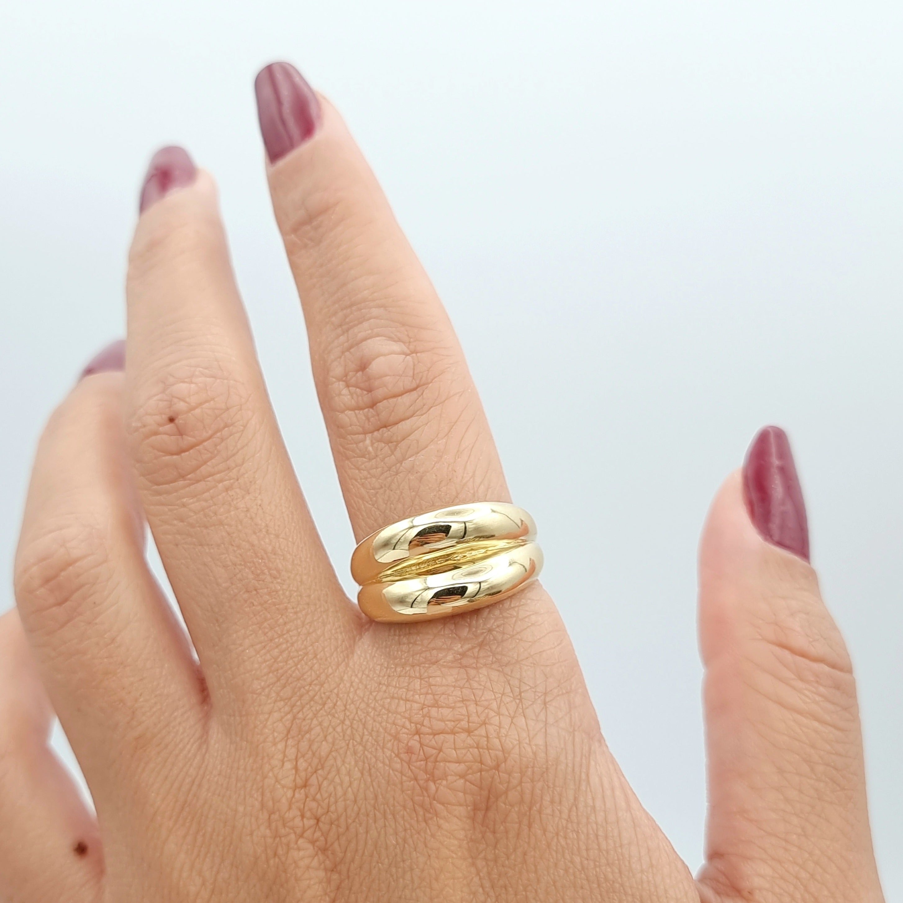 18K Pure Gold Elegant Double Ring