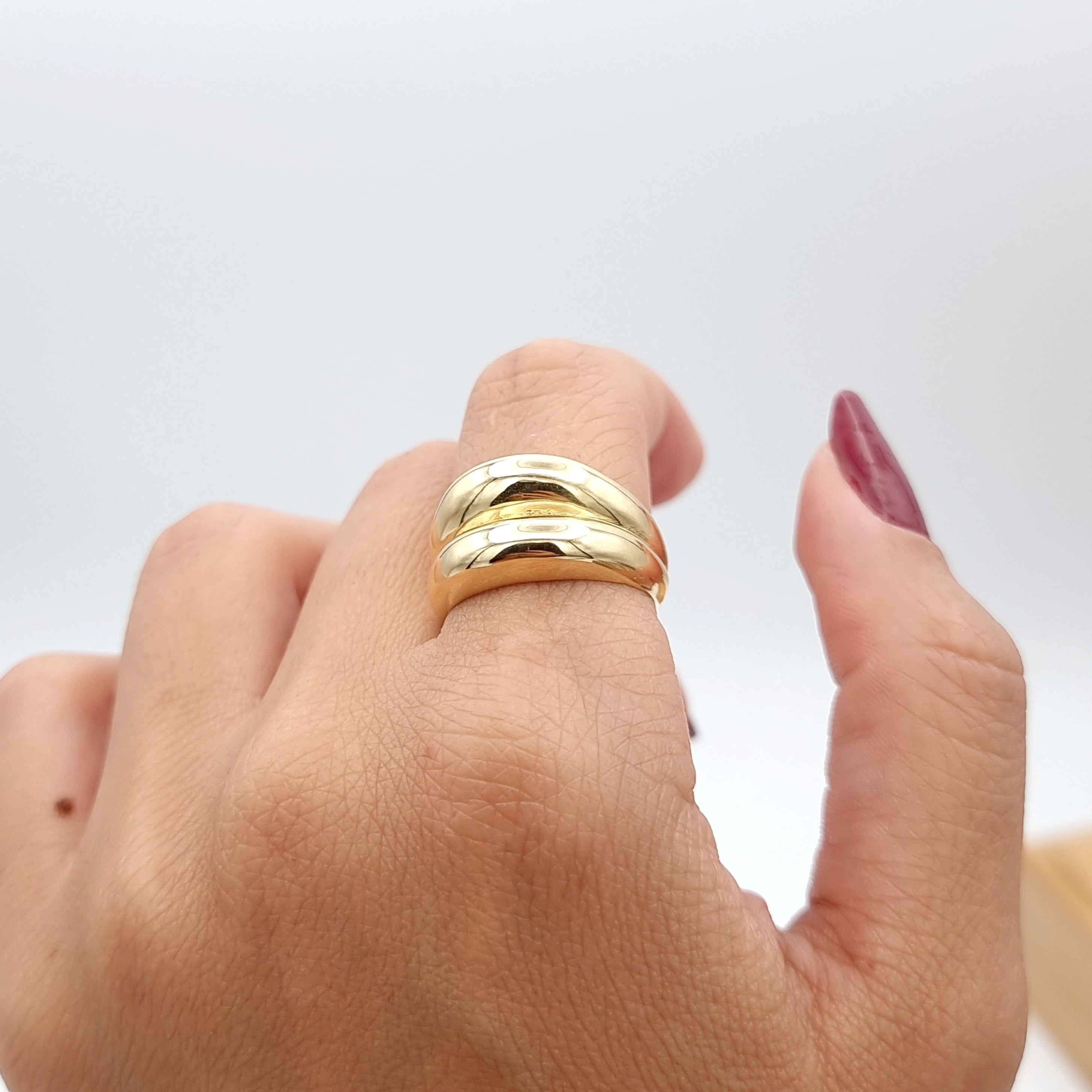 18K Pure Gold Elegant Double Ring