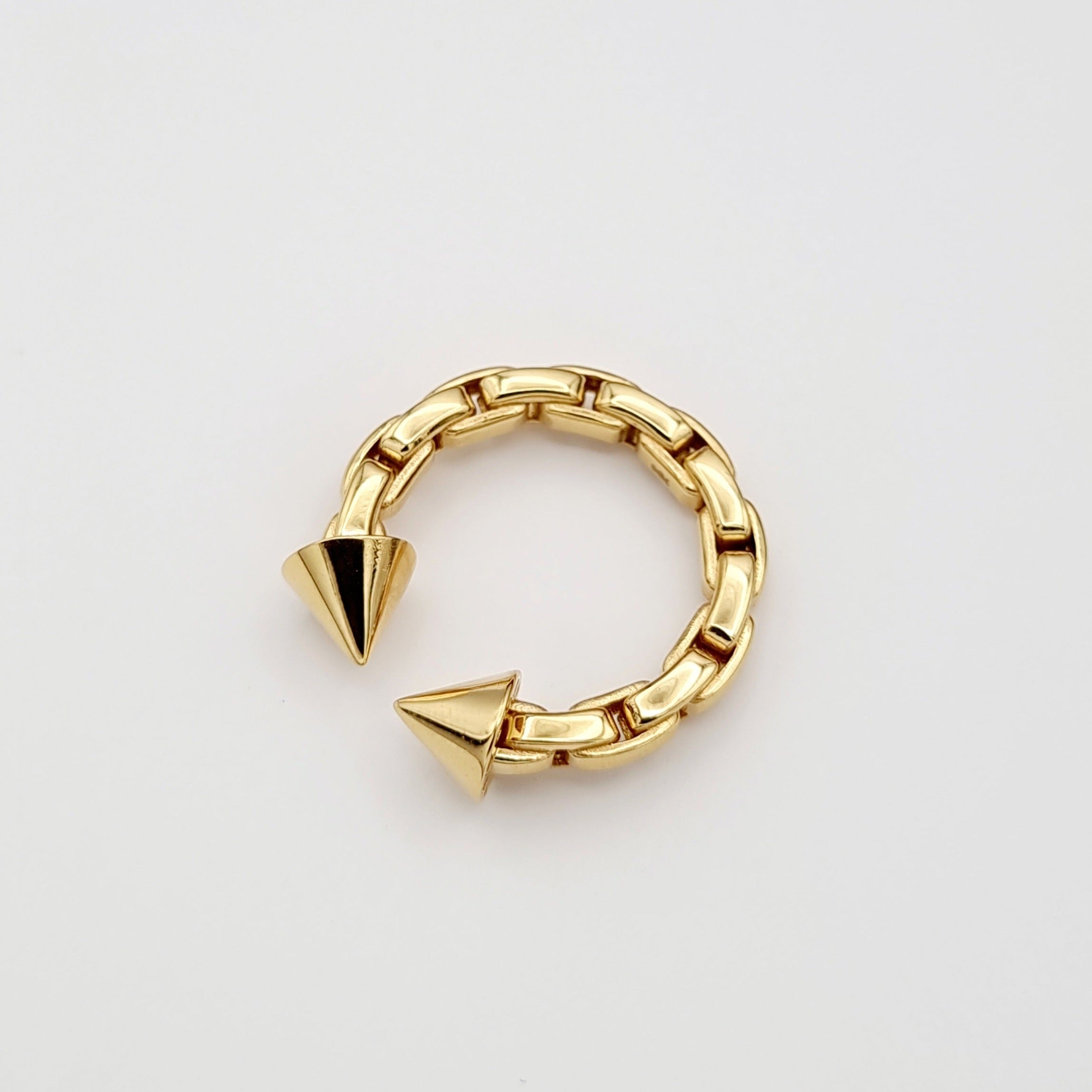 18K Pure Gold Arrow Linked Ring