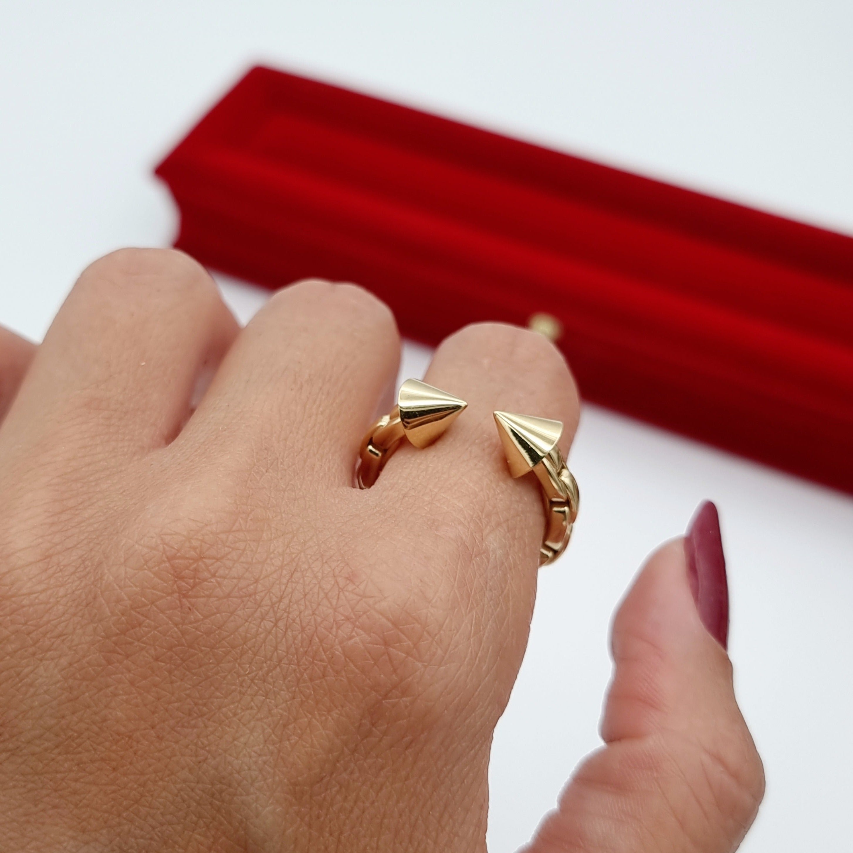 18K Pure Gold Arrow Linked Ring