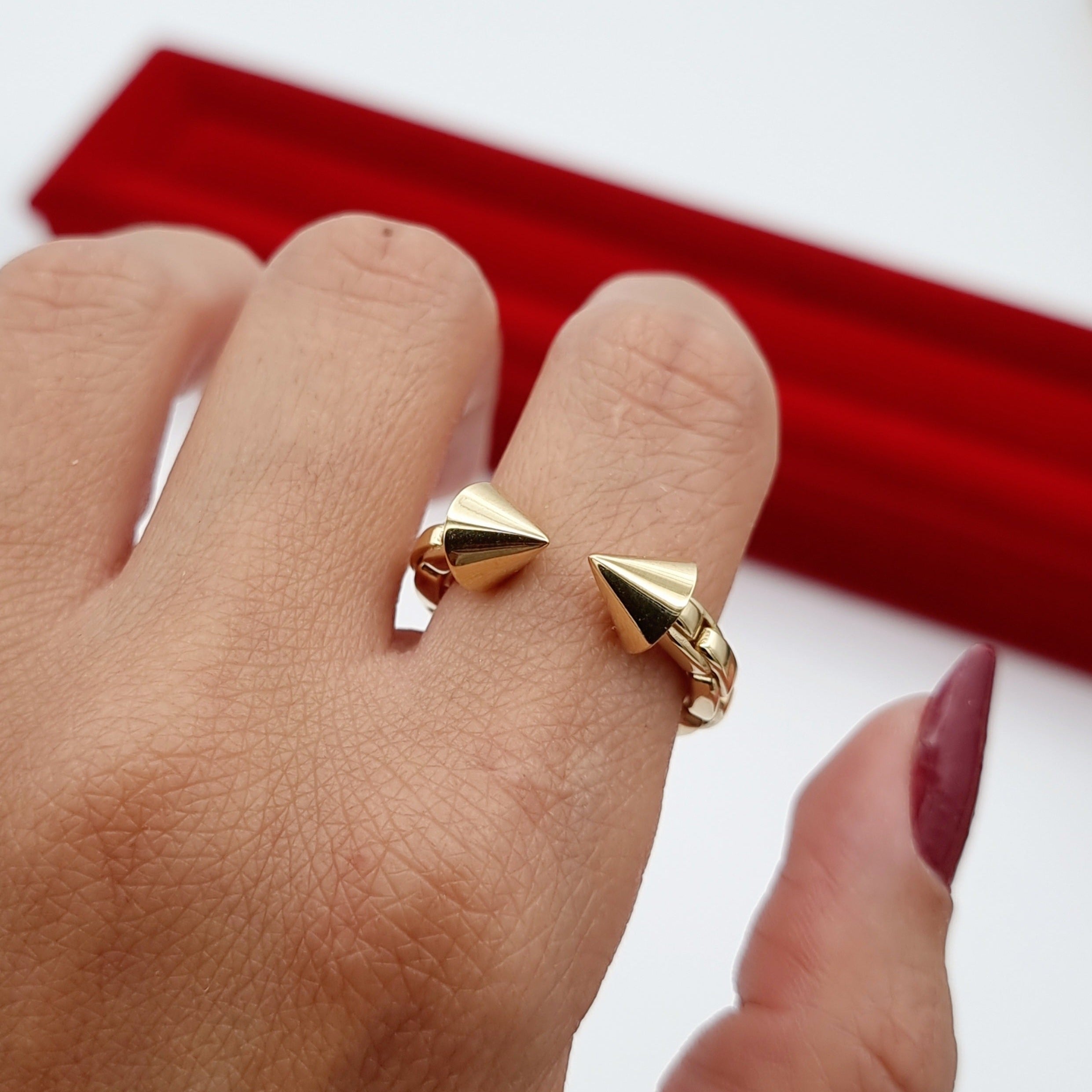 18K Pure Gold Arrow Linked Ring